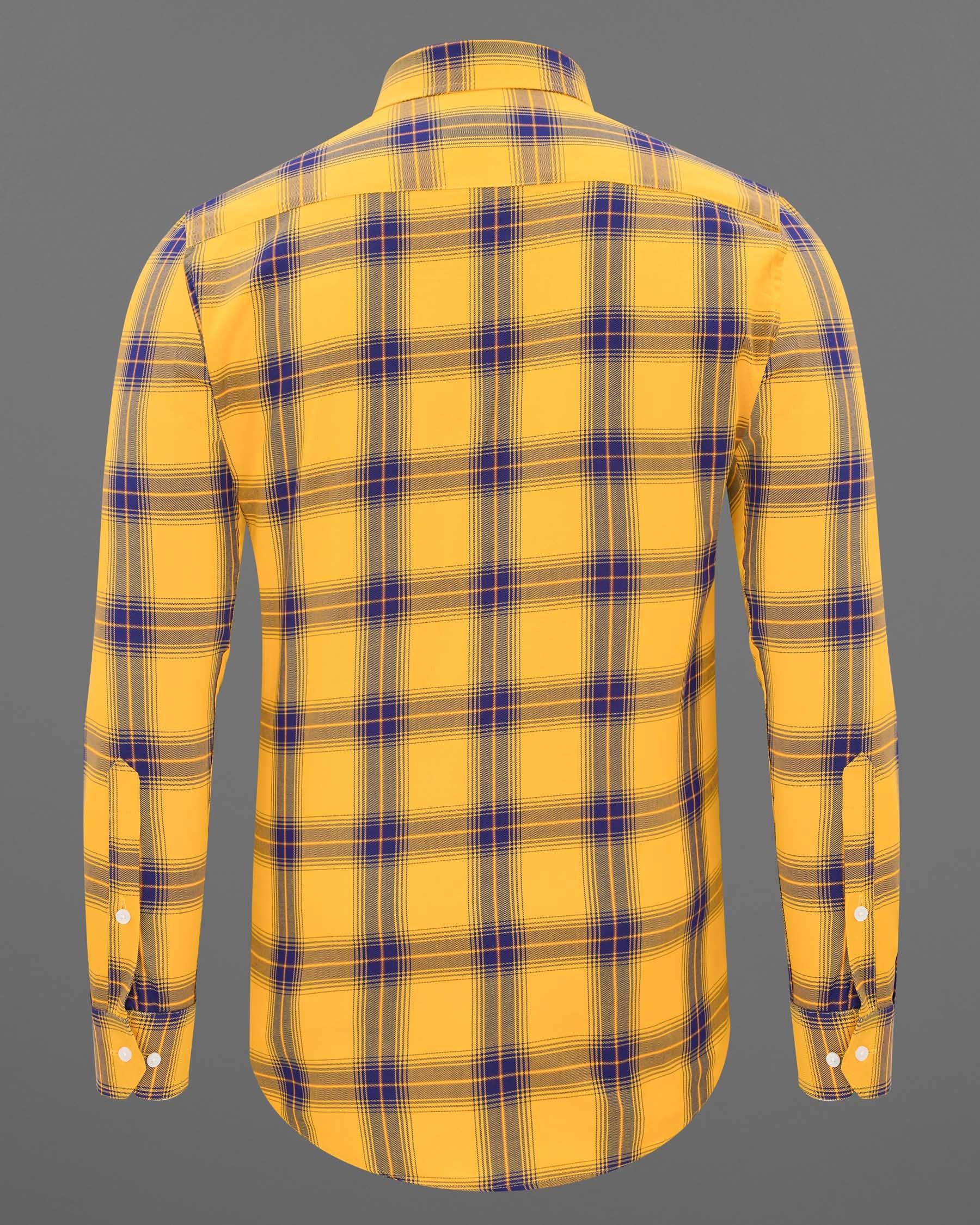 Casablanca Yellow with Meteorite Blue Twill Plaid Premium Cotton Shirt 7609-BD-38, 7609-BD-H-38, 7609-BD-39,7609-BD-H-39, 7609-BD-40, 7609-BD-H-40, 7609-BD-42, 7609-BD-H-42, 7609-BD-44, 7609-BD-H-44, 7609-BD-46, 7609-BD-H-46, 7609-BD-48, 7609-BD-H-48, 7609-BD-50, 7609-BD-H-50, 7609-BD-52, 7609-BD-H-52