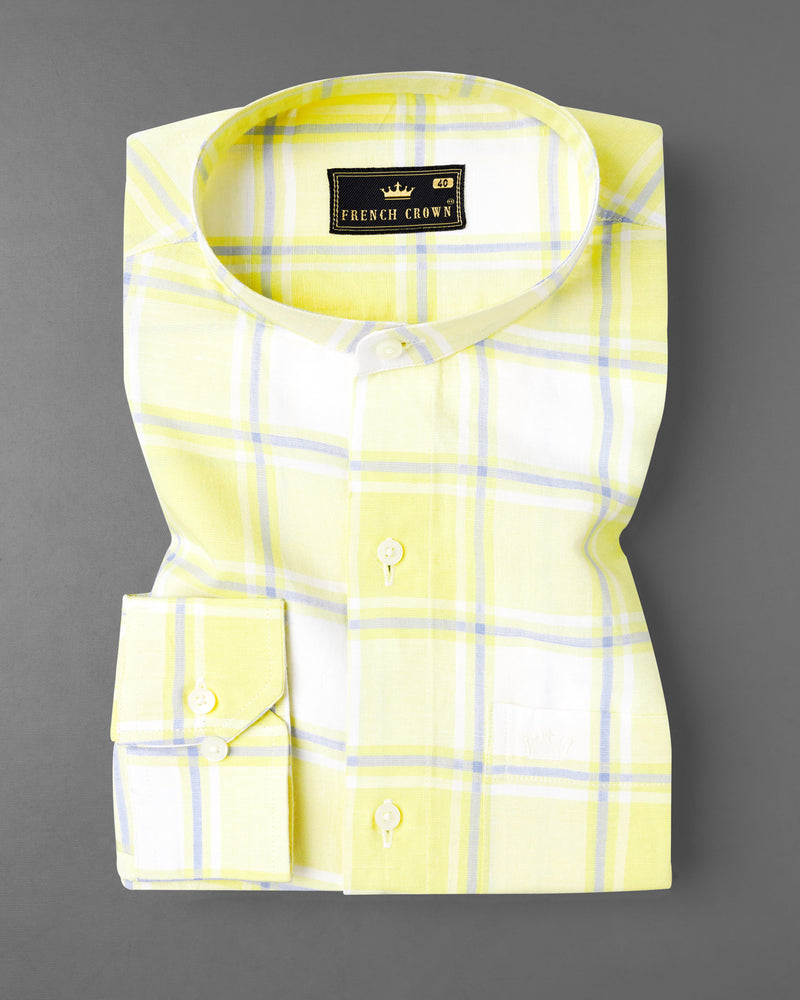 Sandwisp Yellow Plaid Premium Tencel Linen Blend Shirt 7612-M-38, 7612-M-H-38, 7612-M-39,7612-M-H-39, 7612-M-40, 7612-M-H-40, 7612-M-42, 7612-M-H-42, 7612-M-44, 7612-M-H-44, 7612-M-46, 7612-M-H-46, 7612-M-48, 7612-M-H-48, 7612-M-50, 7612-M-H-50, 7612-M-52, 7612-M-H-52