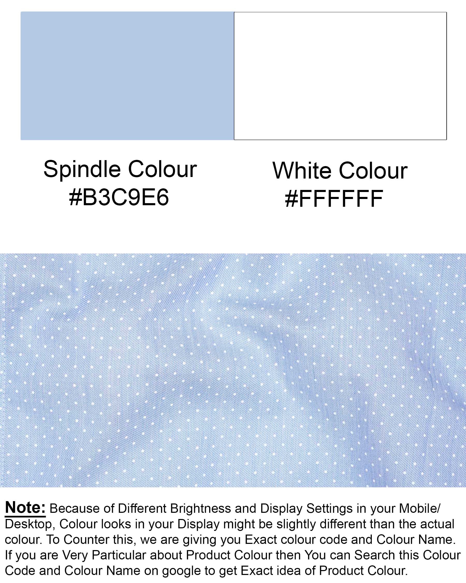 Spindle Blue Polka Dotted with White Collar Dobby Textured Premium Giza Cotton 7617-WCC-BLE-38, 7617-WCC-BLE-H-38, 7617-WCC-BLE-39,7617-WCC-BLE-H-39, 7617-WCC-BLE-40, 7617-WCC-BLE-H-40, 7617-WCC-BLE-42, 7617-WCC-BLE-H-42, 7617-WCC-BLE-44, 7617-WCC-BLE-H-44, 7617-WCC-BLE-46, 7617-WCC-BLE-H-46, 7617-WCC-BLE-48, 7617-WCC-BLE-H-48, 7617-WCC-BLE-50, 7617-WCC-BLE-H-50, 7617-WCC-BLE-52, 7617-WCC-BLE-H-52