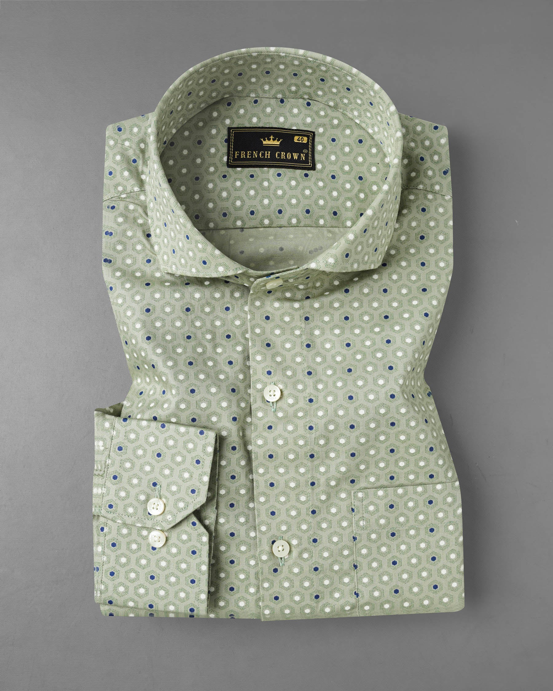 Ash Green Printed Twill Premium Cotton Shirt 7620-CA-38, 7620-CA-H-38, 7620-CA-39,7620-CA-H-39, 7620-CA-40, 7620-CA-H-40, 7620-CA-42, 7620-CA-H-42, 7620-CA-44, 7620-CA-H-44, 7620-CA-46, 7620-CA-H-46, 7620-CA-48, 7620-CA-H-48, 7620-CA-50, 7620-CA-H-50, 7620-CA-52, 7620-CA-H-52