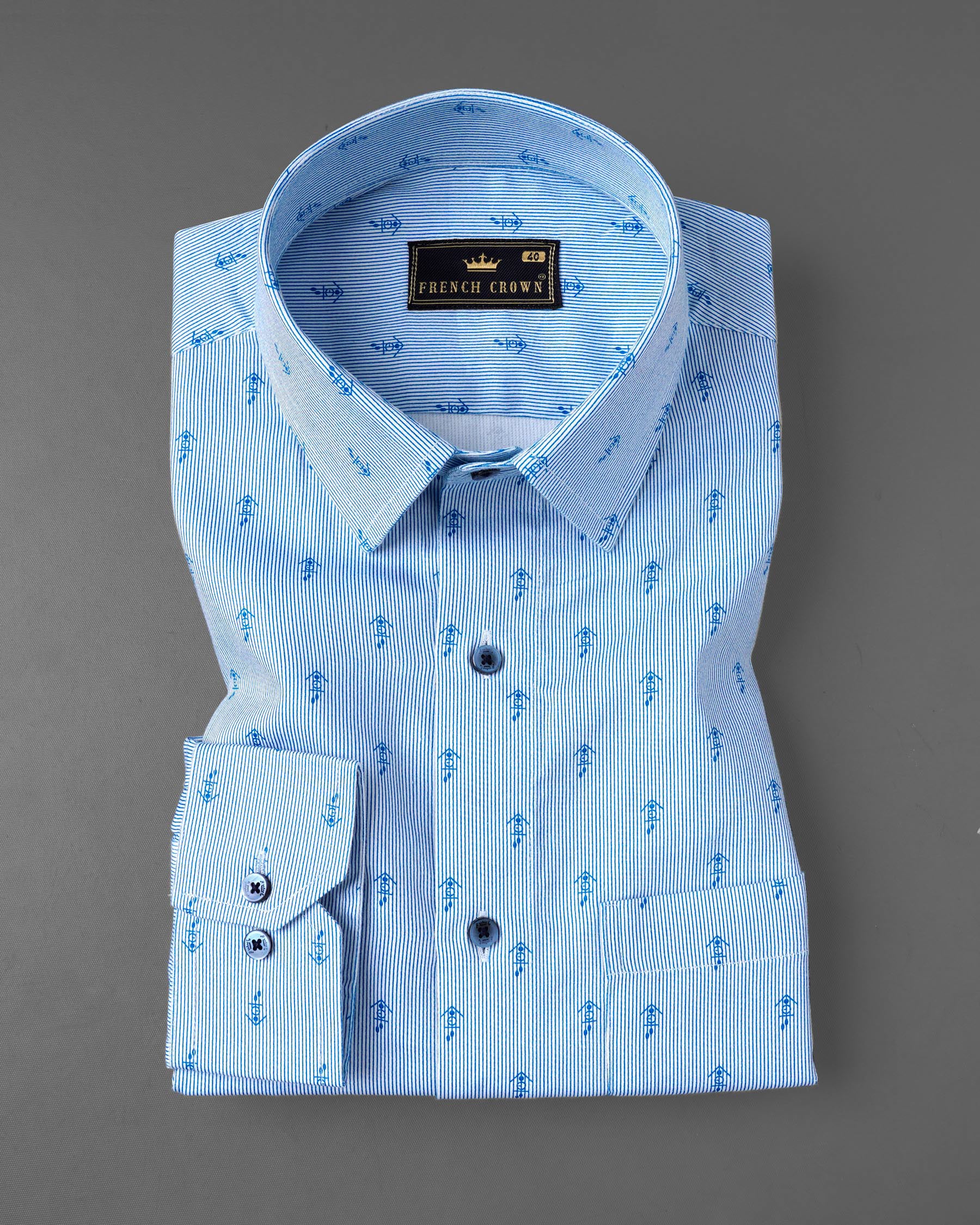 Curious Blue Striped and Anchor Printed Super Soft Premium Cotton Shirt 7622-BLE-38, 7622-BLE-H-38, 7622-BLE-39,7622-BLE-H-39, 7622-BLE-40, 7622-BLE-H-40, 7622-BLE-42, 7622-BLE-H-42, 7622-BLE-44, 7622-BLE-H-44, 7622-BLE-46, 7622-BLE-H-46, 7622-BLE-48, 7622-BLE-H-48, 7622-BLE-50, 7622-BLE-H-50, 7622-BLE-52, 7622-BLE-H-52