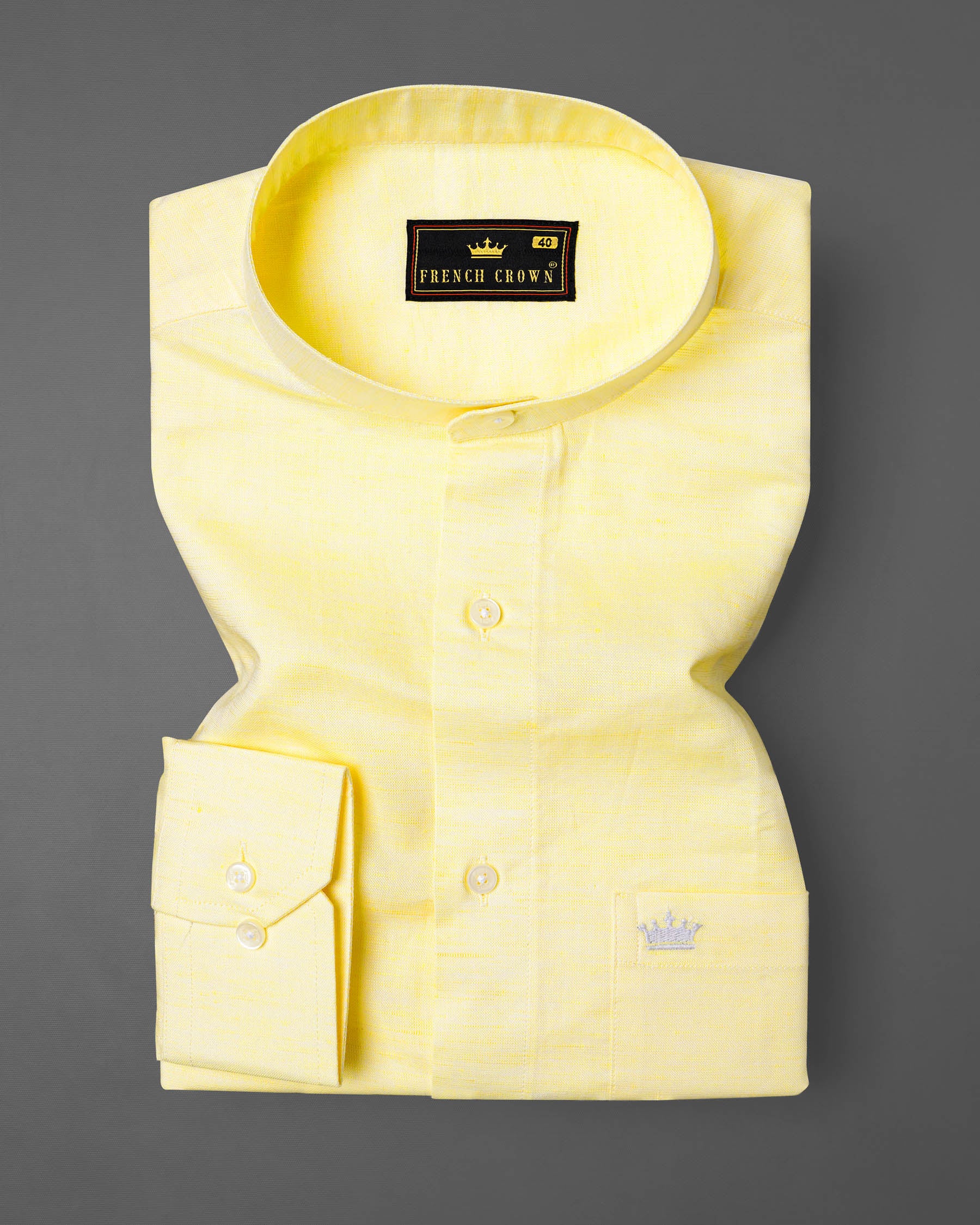 Parchment Yellow Luxurious Linen Shirt 7631-38, 7631-H-38, 7631-39,7631-H-39, 7631-40, 7631-H-40, 7631-42, 7631-H-42, 7631-44, 7631-H-44, 7631-46, 7631-H-46, 7631-48, 7631-H-48, 7631-50, 7631-H-50, 7631-52, 7631-H-52