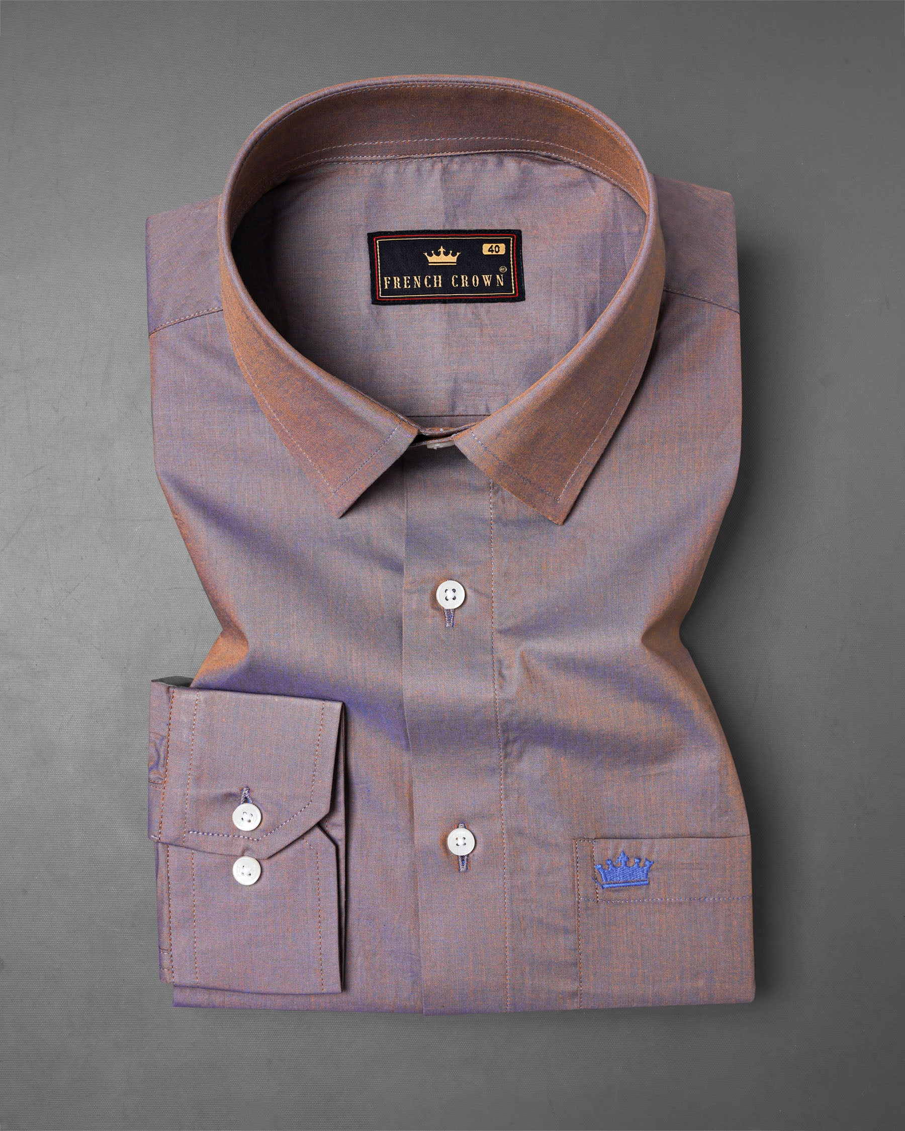 Cinereous Brown Two Tone Chambray Shirt 7635-38, 7635-H-38, 7635-39,7635-H-39, 7635-40, 7635-H-40, 7635-42, 7635-H-42, 7635-44, 7635-H-44, 7635-46, 7635-H-46, 7635-48, 7635-H-48, 7635-50, 7635-H-50, 7635-52, 7635-H-52