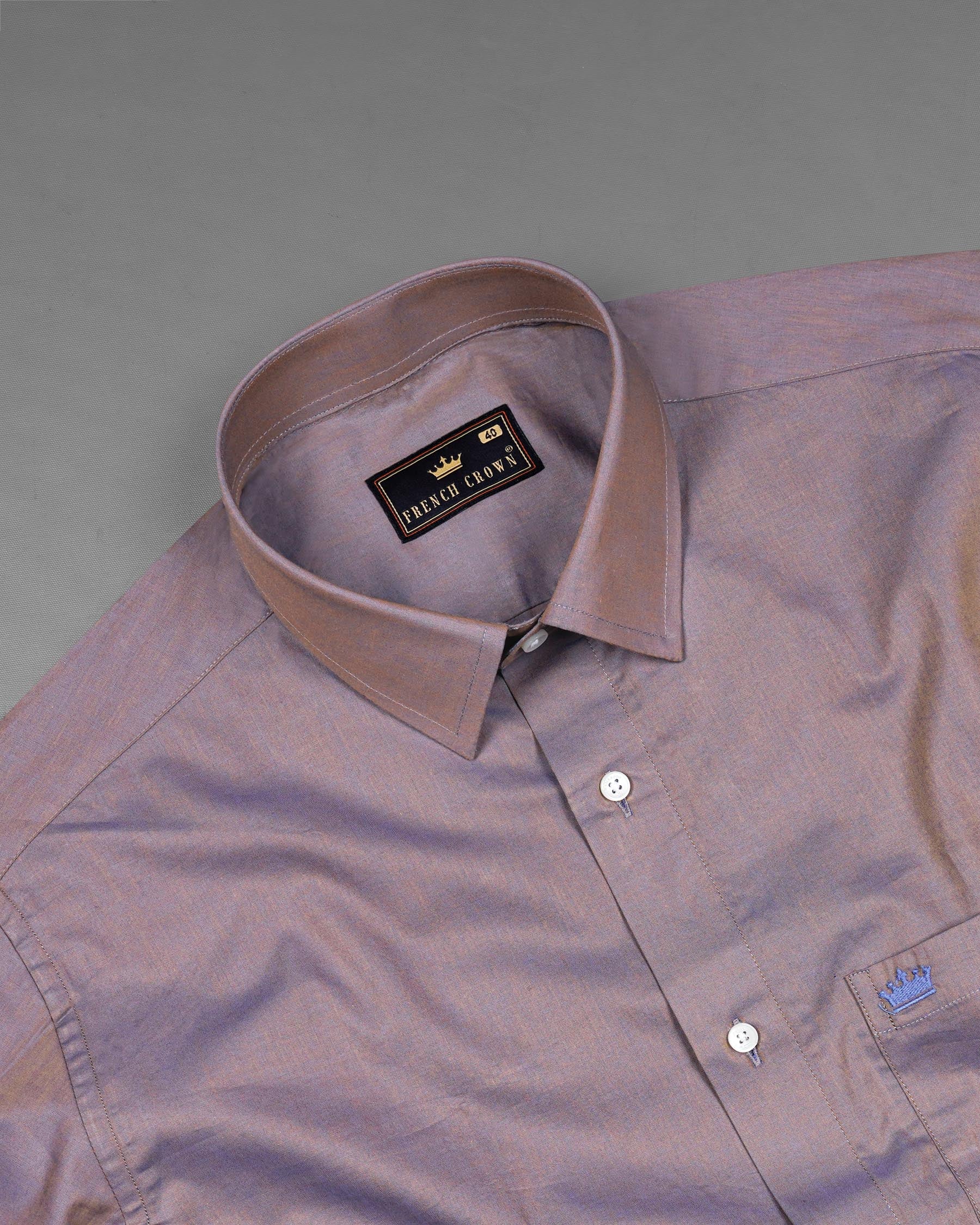 Cinereous Brown Two Tone Chambray Shirt 7635-38, 7635-H-38, 7635-39,7635-H-39, 7635-40, 7635-H-40, 7635-42, 7635-H-42, 7635-44, 7635-H-44, 7635-46, 7635-H-46, 7635-48, 7635-H-48, 7635-50, 7635-H-50, 7635-52, 7635-H-52