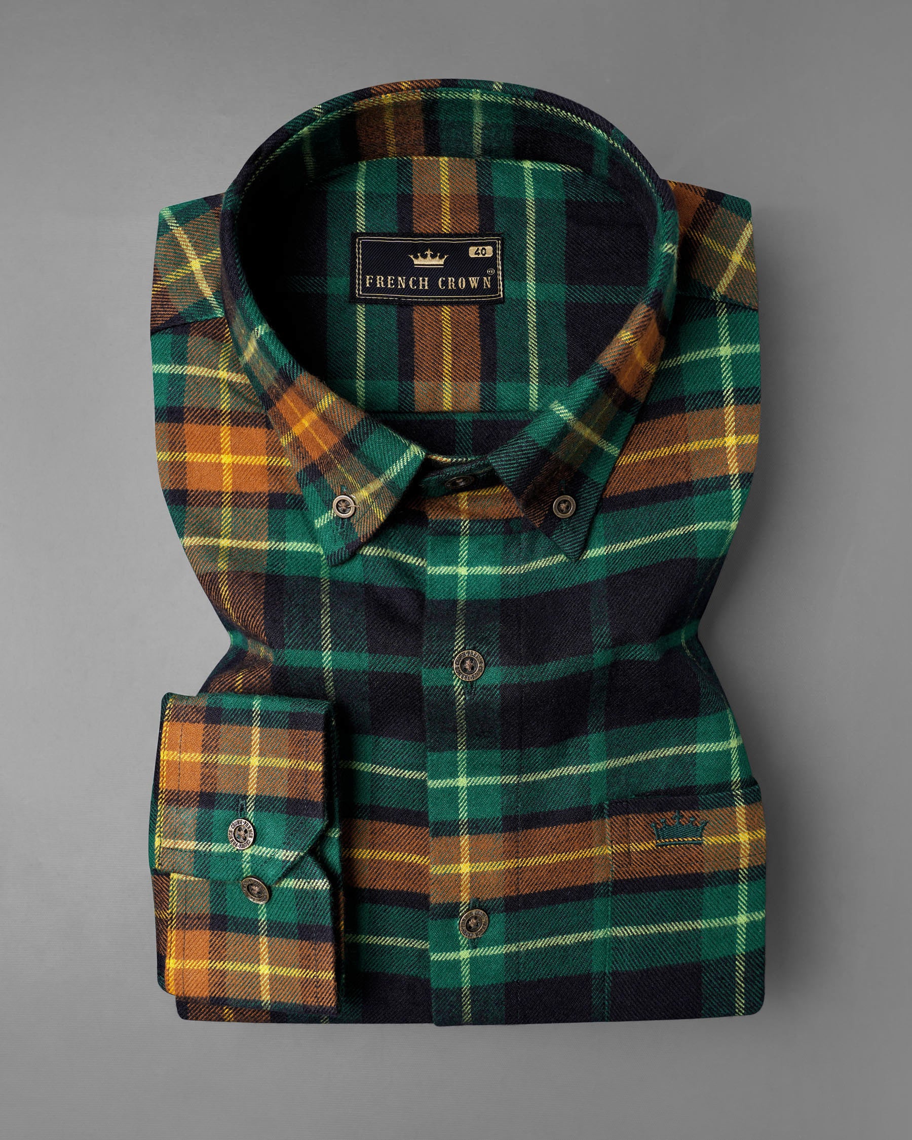 Casal Green and Terracotta Brown Plaid Flannel Overshirt/Shacket