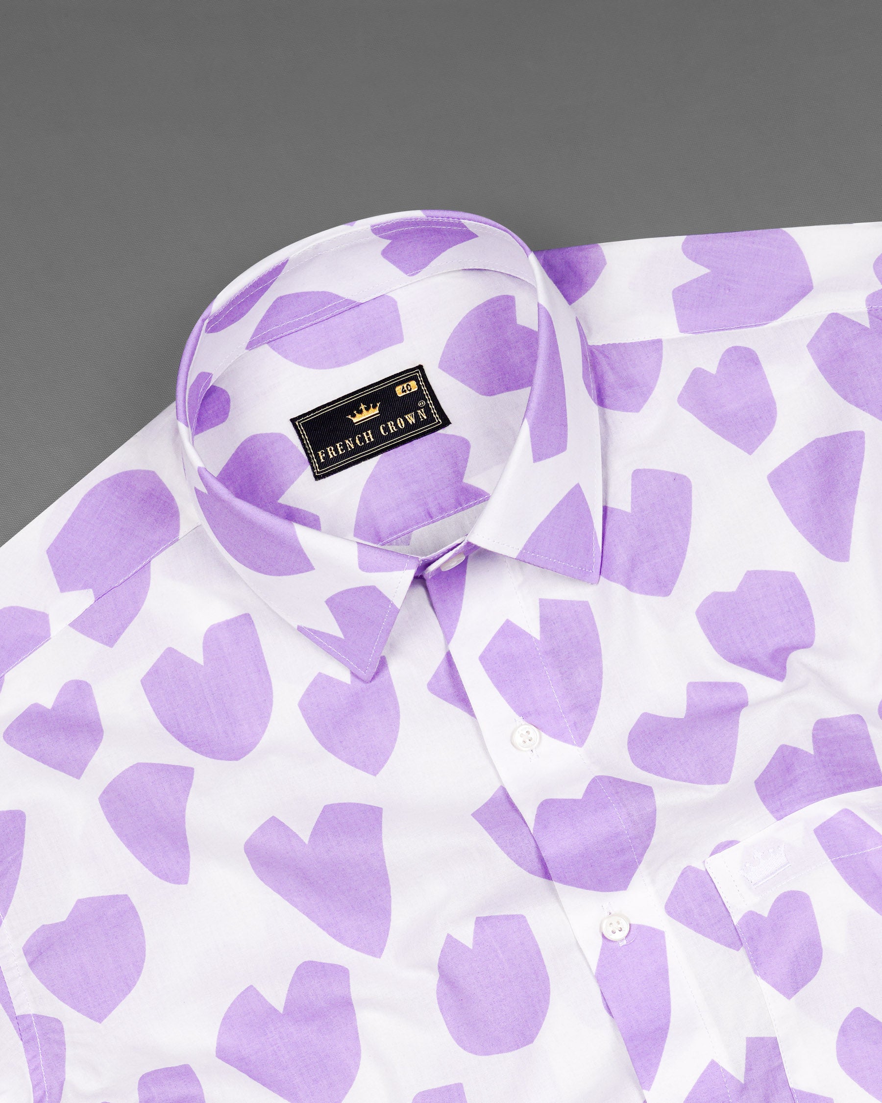 Bright White and Mauve Heart Printed Premium Cotton Shirt 7653-38, 7653-H-38, 7653-39,7653-H-39, 7653-40, 7653-H-40, 7653-42, 7653-H-42, 7653-44, 7653-H-44, 7653-46, 7653-H-46, 7653-48, 7653-H-48, 7653-50, 7653-H-50, 7653-52, 7653-H-52