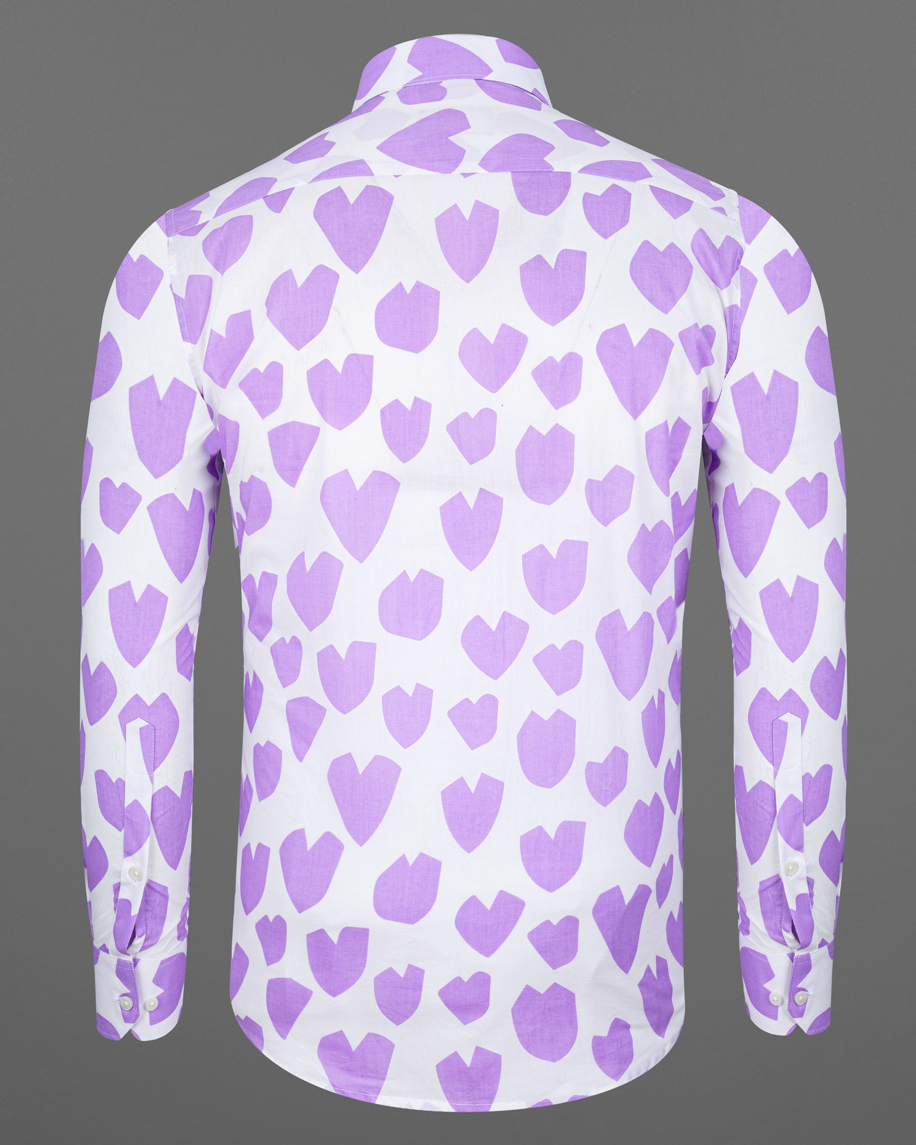 Bright White and Mauve Heart Printed Premium Cotton Shirt 7653-38, 7653-H-38, 7653-39,7653-H-39, 7653-40, 7653-H-40, 7653-42, 7653-H-42, 7653-44, 7653-H-44, 7653-46, 7653-H-46, 7653-48, 7653-H-48, 7653-50, 7653-H-50, 7653-52, 7653-H-52