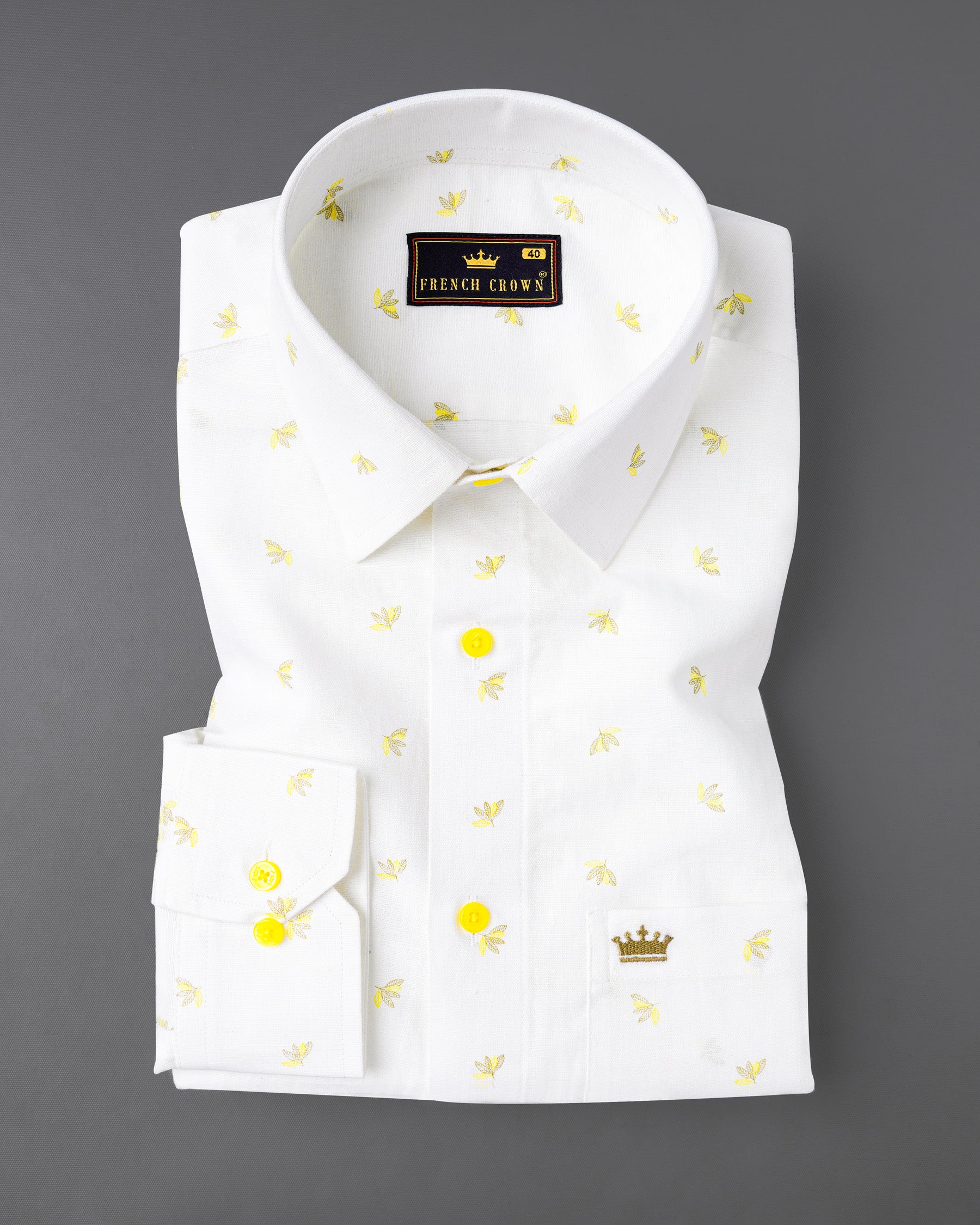 Bright White Leaves Printed Luxurious Linen Shirt 7673-YL-38, 7673-YL-H-38, 7673-YL-39,7673-YL-H-39, 7673-YL-40, 7673-YL-H-40, 7673-YL-42, 7673-YL-H-42, 7673-YL-44, 7673-YL-H-44, 7673-YL-46, 7673-YL-H-46, 7673-YL-48, 7673-YL-H-48, 7673-YL-50, 7673-YL-H-50, 7673-YL-52, 7673-YL-H-52