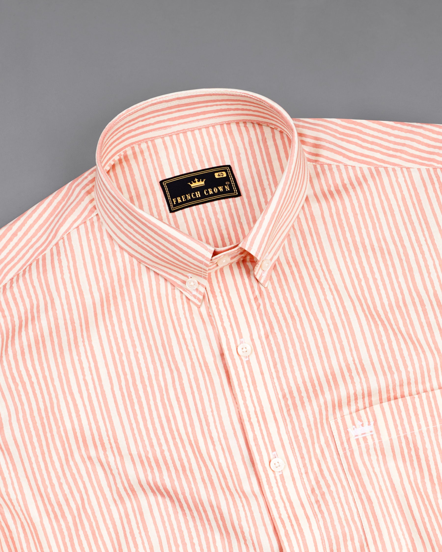 Zinnwaldite Peach with Seashell Beige Pin Striped Premium Cotton Shirt 7694-BD-38, 7694-BD-H-38, 7694-BD-39,7694-BD-H-39, 7694-BD-40, 7694-BD-H-40, 7694-BD-42, 7694-BD-H-42, 7694-BD-44, 7694-BD-H-44, 7694-BD-46, 7694-BD-H-46, 7694-BD-48, 7694-BD-H-48, 7694-BD-50, 7694-BD-H-50, 7694-BD-52, 7694-BD-H-52