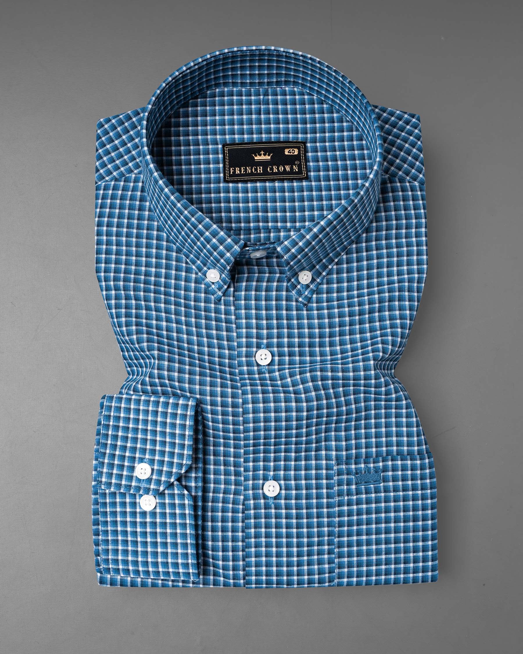 Jelly Bean Blue With Bright White Checkered Twill Premium Cotton Shirt 7704-BD-38, 7704-BD-H-38, 7704-BD-39,7704-BD-H-39, 7704-BD-40, 7704-BD-H-40, 7704-BD-42, 7704-BD-H-42, 7704-BD-44, 7704-BD-H-44, 7704-BD-46, 7704-BD-H-46, 7704-BD-48, 7704-BD-H-48, 7704-BD-50, 7704-BD-H-50, 7704-BD-52, 7704-BD-H-52