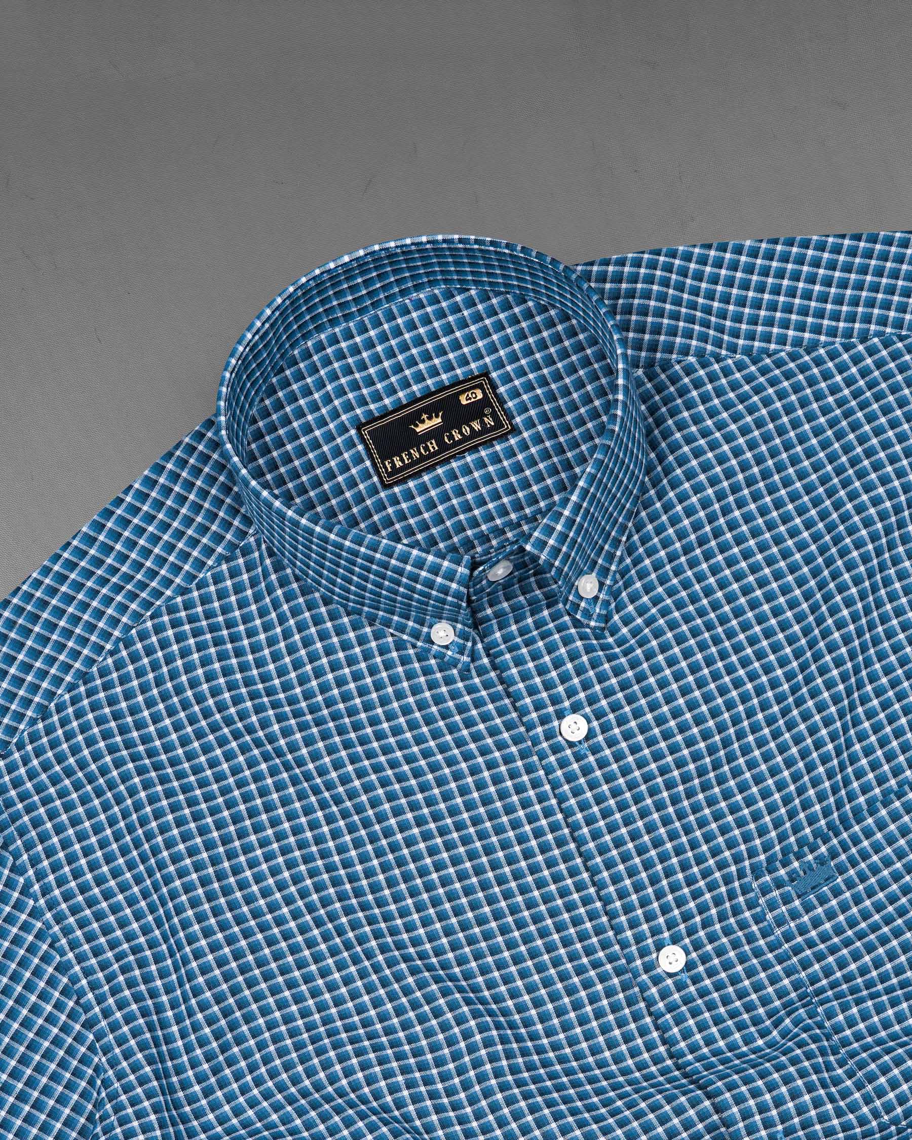 Jelly Bean Blue With Bright White Checkered Twill Premium Cotton Shirt 7704-BD-38, 7704-BD-H-38, 7704-BD-39,7704-BD-H-39, 7704-BD-40, 7704-BD-H-40, 7704-BD-42, 7704-BD-H-42, 7704-BD-44, 7704-BD-H-44, 7704-BD-46, 7704-BD-H-46, 7704-BD-48, 7704-BD-H-48, 7704-BD-50, 7704-BD-H-50, 7704-BD-52, 7704-BD-H-52