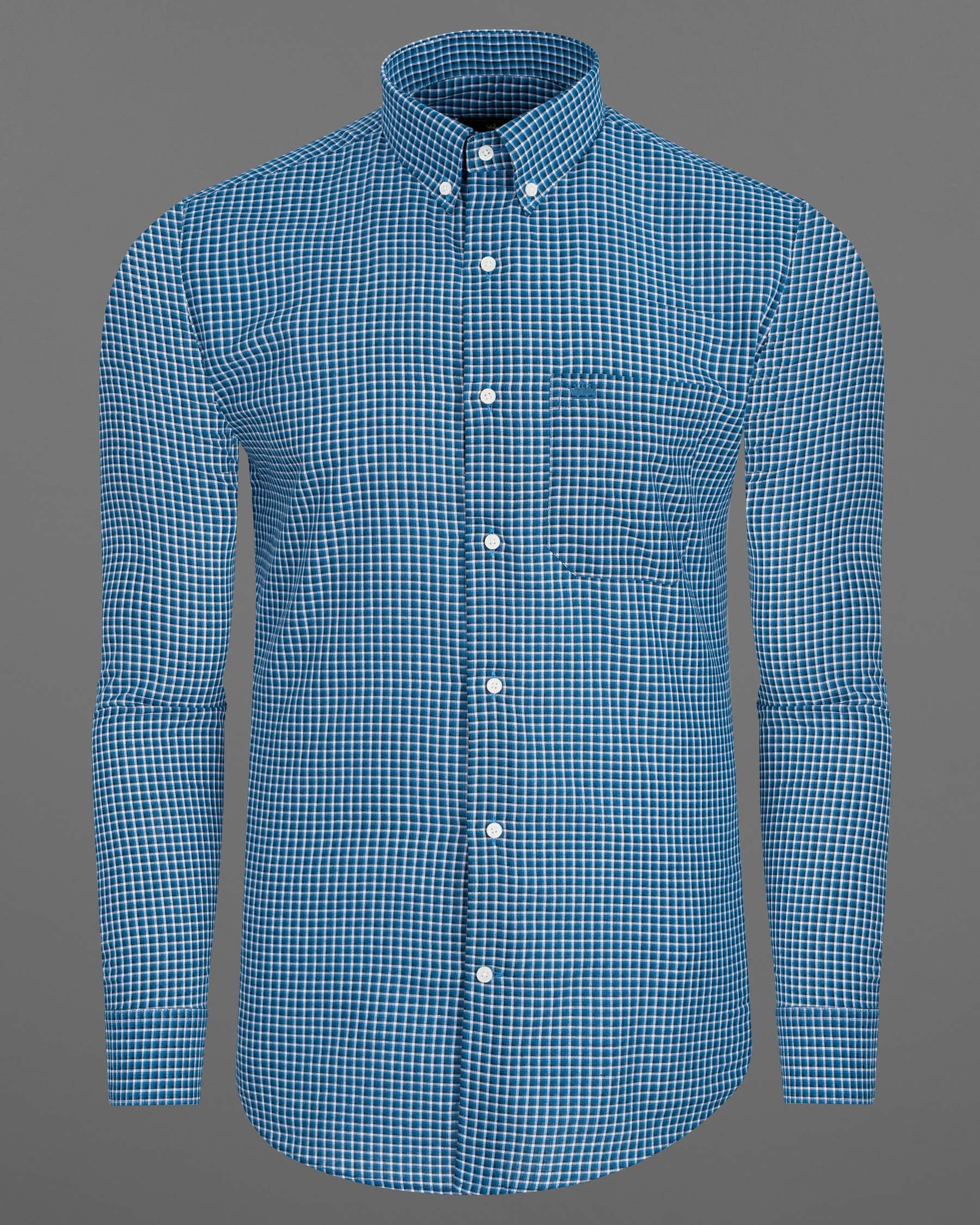 Jelly Bean Blue With Bright White Checkered Twill Premium Cotton Shirt 7704-BD-38, 7704-BD-H-38, 7704-BD-39,7704-BD-H-39, 7704-BD-40, 7704-BD-H-40, 7704-BD-42, 7704-BD-H-42, 7704-BD-44, 7704-BD-H-44, 7704-BD-46, 7704-BD-H-46, 7704-BD-48, 7704-BD-H-48, 7704-BD-50, 7704-BD-H-50, 7704-BD-52, 7704-BD-H-52