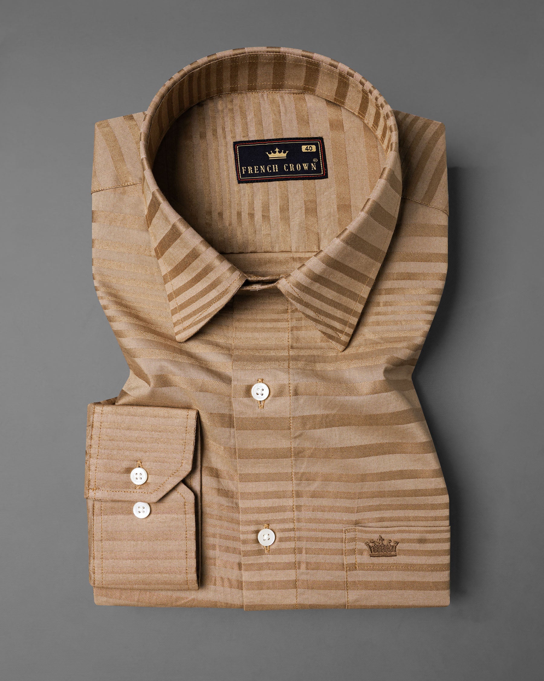 Stonewall Brown Striped Dobby Textured Premium Giza Cotton Shirt 7711-38, 7711-H-38, 7711-39,7711-H-39, 7711-40, 7711-H-40, 7711-42, 7711-H-42, 7711-44, 7711-H-44, 7711-46, 7711-H-46, 7711-48, 7711-H-48, 7711-50, 7711-H-50, 7711-52, 7711-H-52