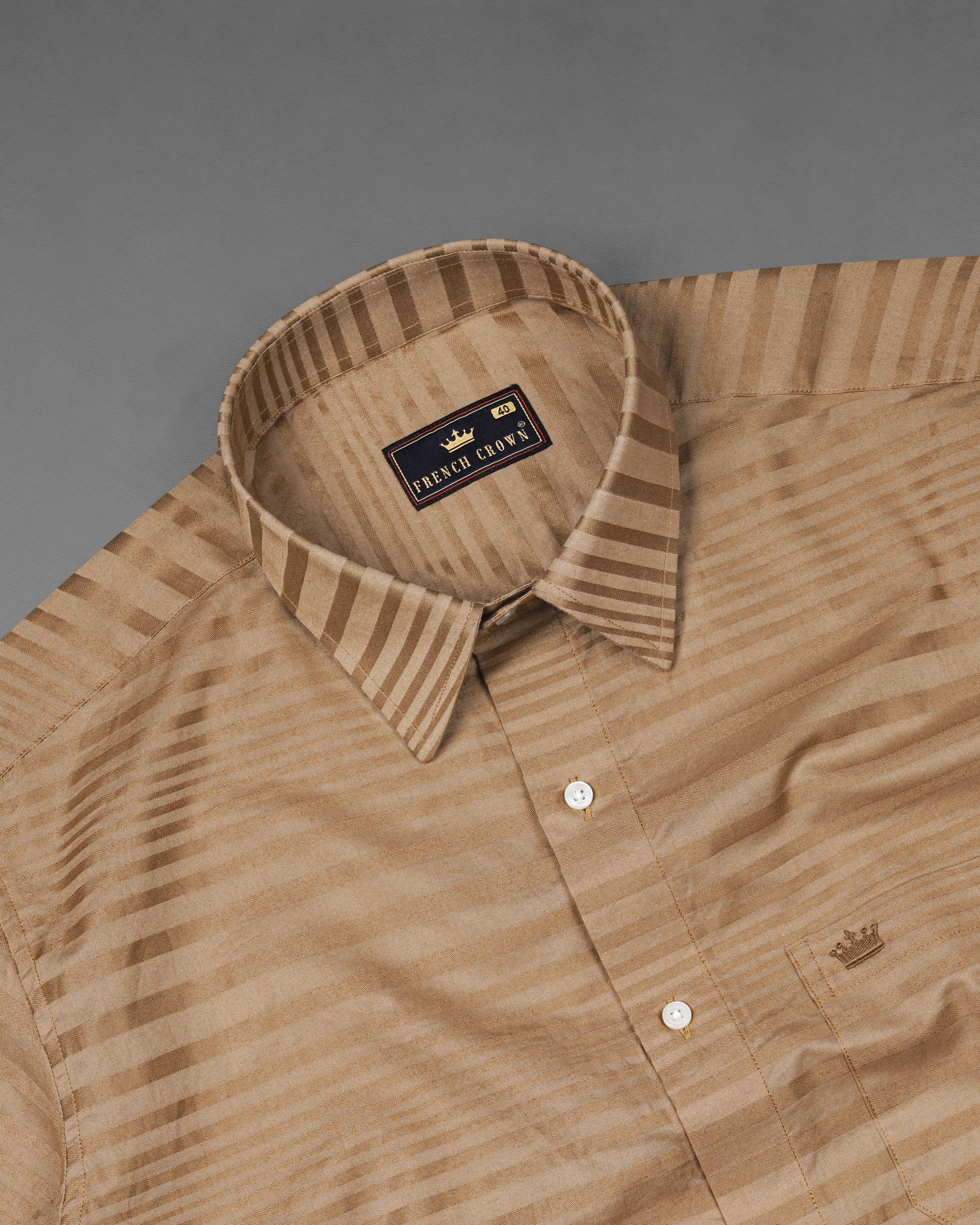 Stonewall Brown Striped Dobby Textured Premium Giza Cotton Shirt 7711-38, 7711-H-38, 7711-39,7711-H-39, 7711-40, 7711-H-40, 7711-42, 7711-H-42, 7711-44, 7711-H-44, 7711-46, 7711-H-46, 7711-48, 7711-H-48, 7711-50, 7711-H-50, 7711-52, 7711-H-52