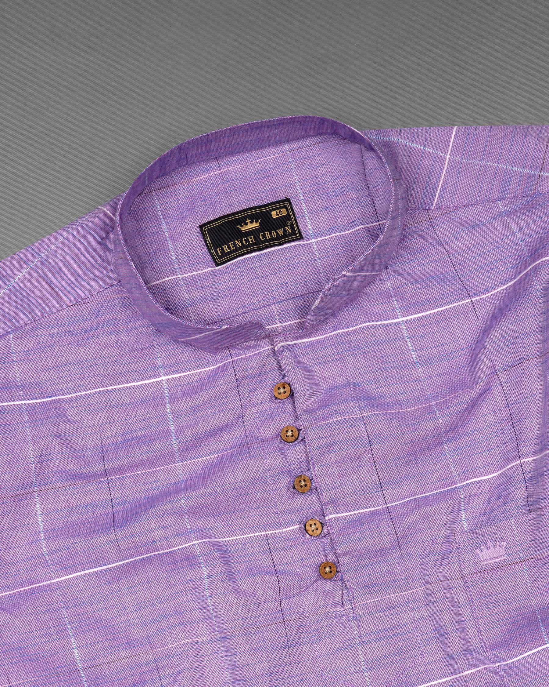 Lavender Purple Plaid Dobby Textured Premium Giza Cotton Kurta Shirt 7719-KS-38, 7719-KS-H-38, 7719-KS-39,7719-KS-H-39, 7719-KS-40, 7719-KS-H-40, 7719-KS-42, 7719-KS-H-42, 7719-KS-44, 7719-KS-H-44, 7719-KS-46, 7719-KS-H-46, 7719-KS-48, 7719-KS-H-48, 7719-KS-50, 7719-KS-H-50, 7719-KS-52, 7719-KS-H-52