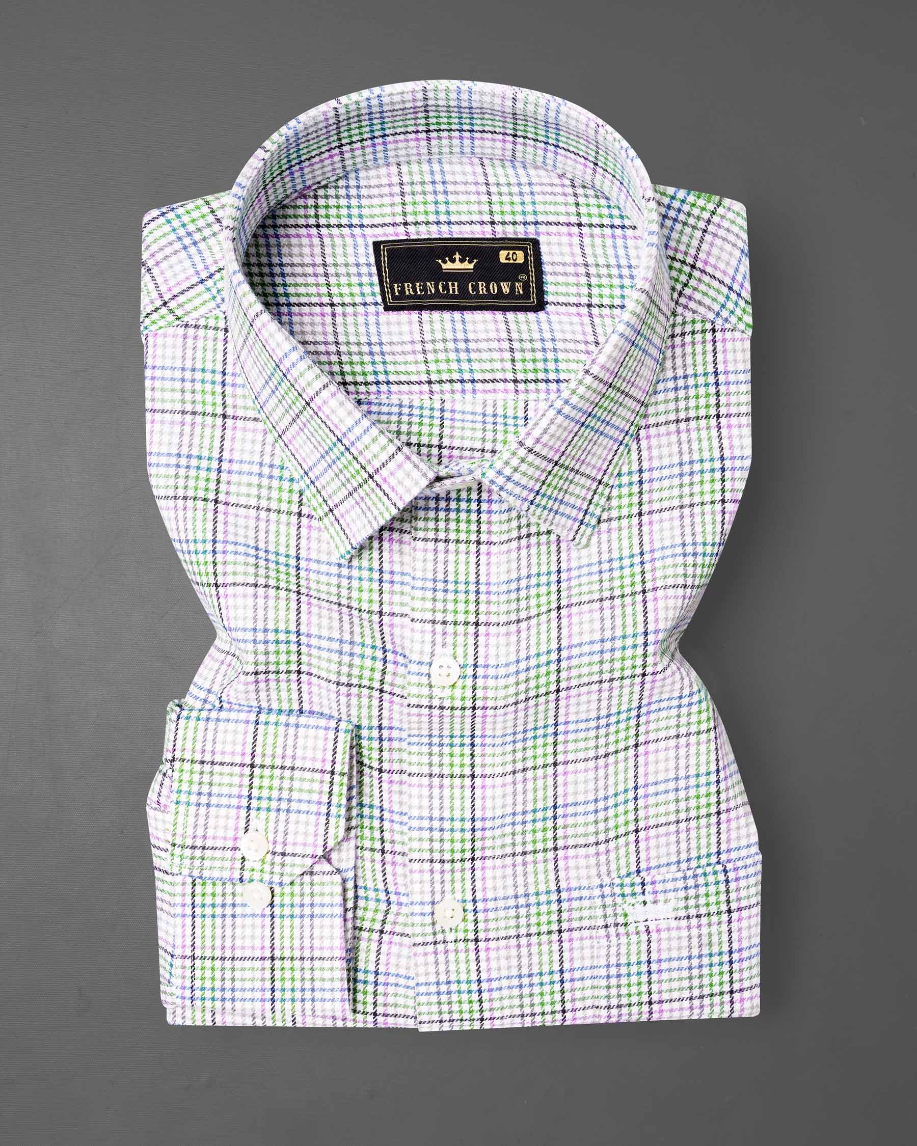 Mantis Green and White with Multi colored Plaid Twill Premium Cotton Shirt 7721-38, 7721-H-38, 7721-39,7721-H-39, 7721-40, 7721-H-40, 7721-42, 7721-H-42, 7721-44, 7721-H-44, 7721-46, 7721-H-46, 7721-48, 7721-H-48, 7721-50, 7721-H-50, 7721-52, 7721-H-52