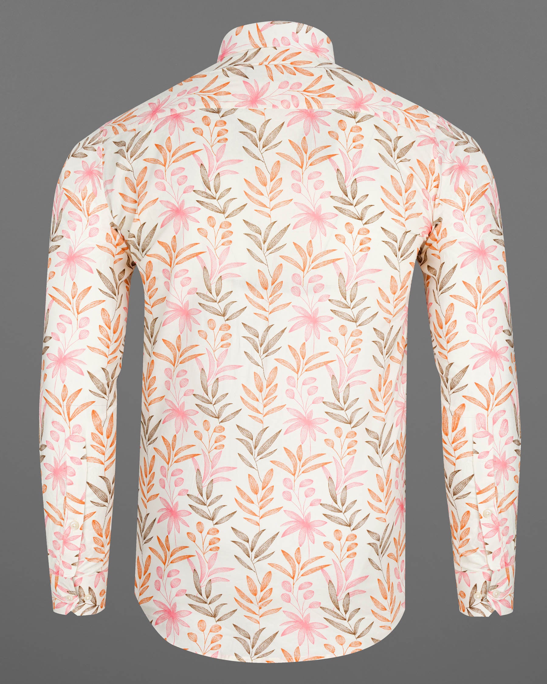 Bright White With Multi Coloured Leaves Printed Premium Cotton Shirt 7729-38, 7729-H-38, 7729-39,7729-H-39, 7729-40, 7729-H-40, 7729-42, 7729-H-42, 7729-44, 7729-H-44, 7729-46, 7729-H-46, 7729-48, 7729-H-48, 7729-50, 7729-H-50, 7729-52, 7729-H-52