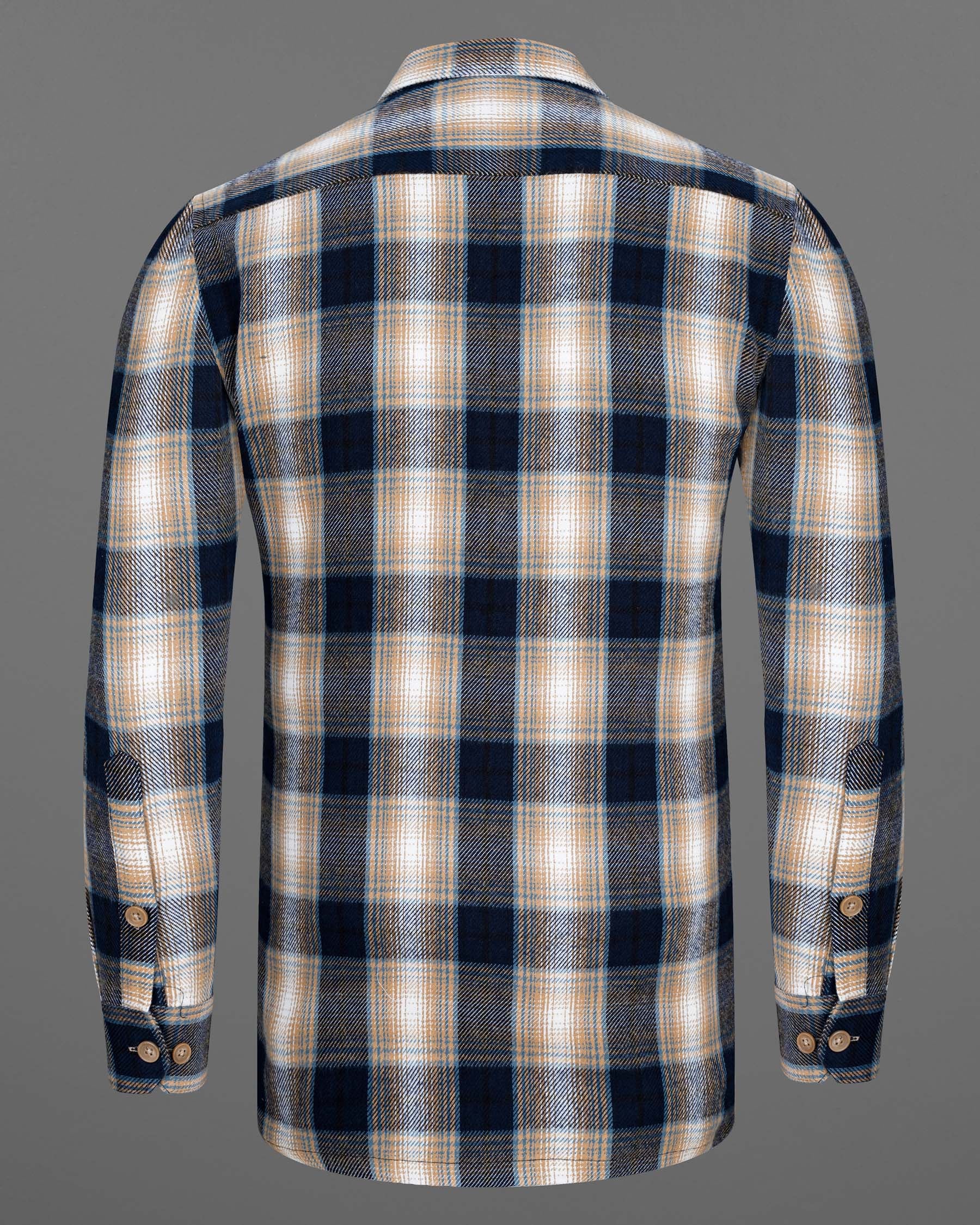 Ebony Clay Navy Blue and Sandrift Brown Plaid Flannel Designer Over Shirt 7738-OS-CA-P180-38, 7738-OS-CA-P180-39, 7738-OS-CA-P180-40, 7738-OS-CA-P180-42, 7738-OS-CA-P180-44, 7738-OS-CA-P180-46, 7738-OS-CA-P180-48, 7738-OS-CA-P180-50, 7738-OS-CA-P180-52, 