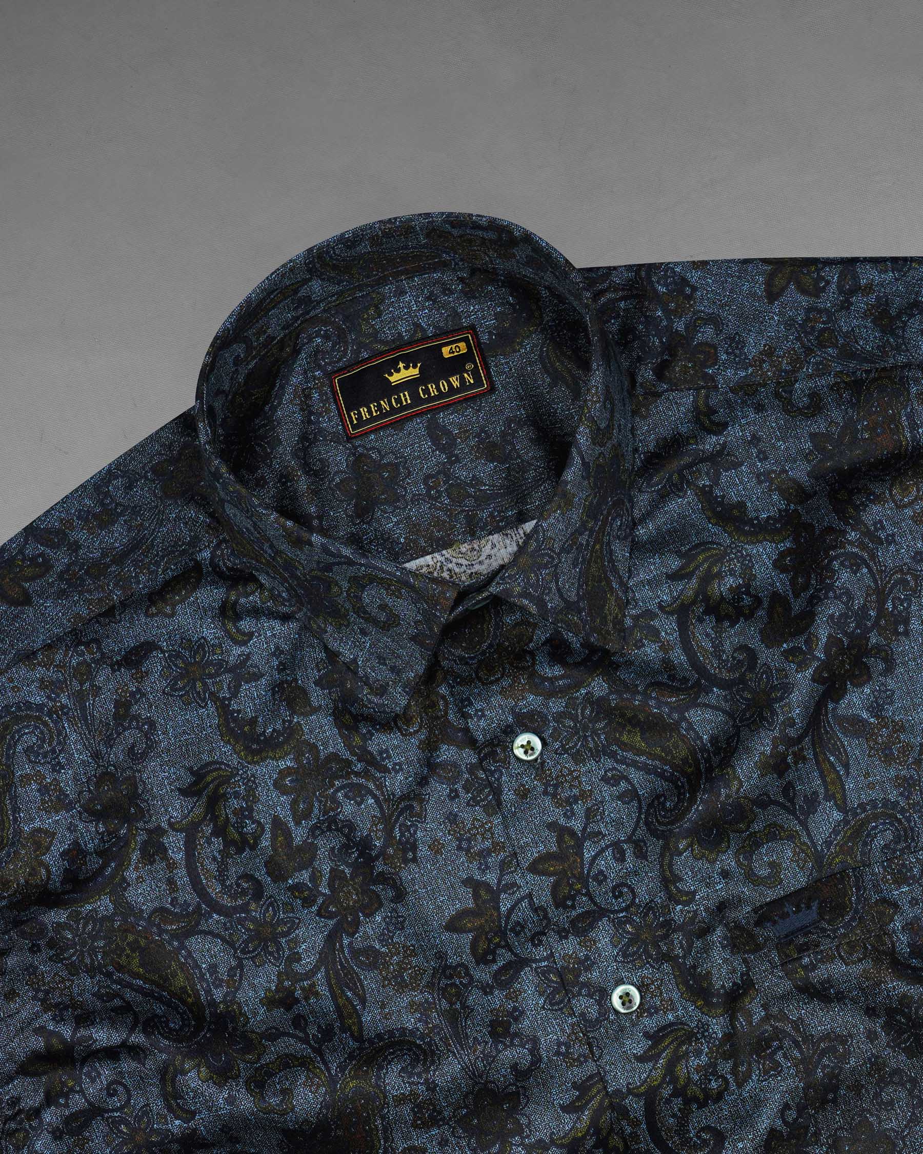 Comet Gray Paisley Printed Super Soft Premium Cotton Shirt 7745-GR-38, 7745-GR-H-38, 7745-GR-39,7745-GR-H-39, 7745-GR-40, 7745-GR-H-40, 7745-GR-42, 7745-GR-H-42, 7745-GR-44, 7745-GR-H-44, 7745-GR-46, 7745-GR-H-46, 7745-GR-48, 7745-GR-H-48, 7745-GR-50, 7745-GR-H-50, 7745-GR-52, 7745-GR-H-52