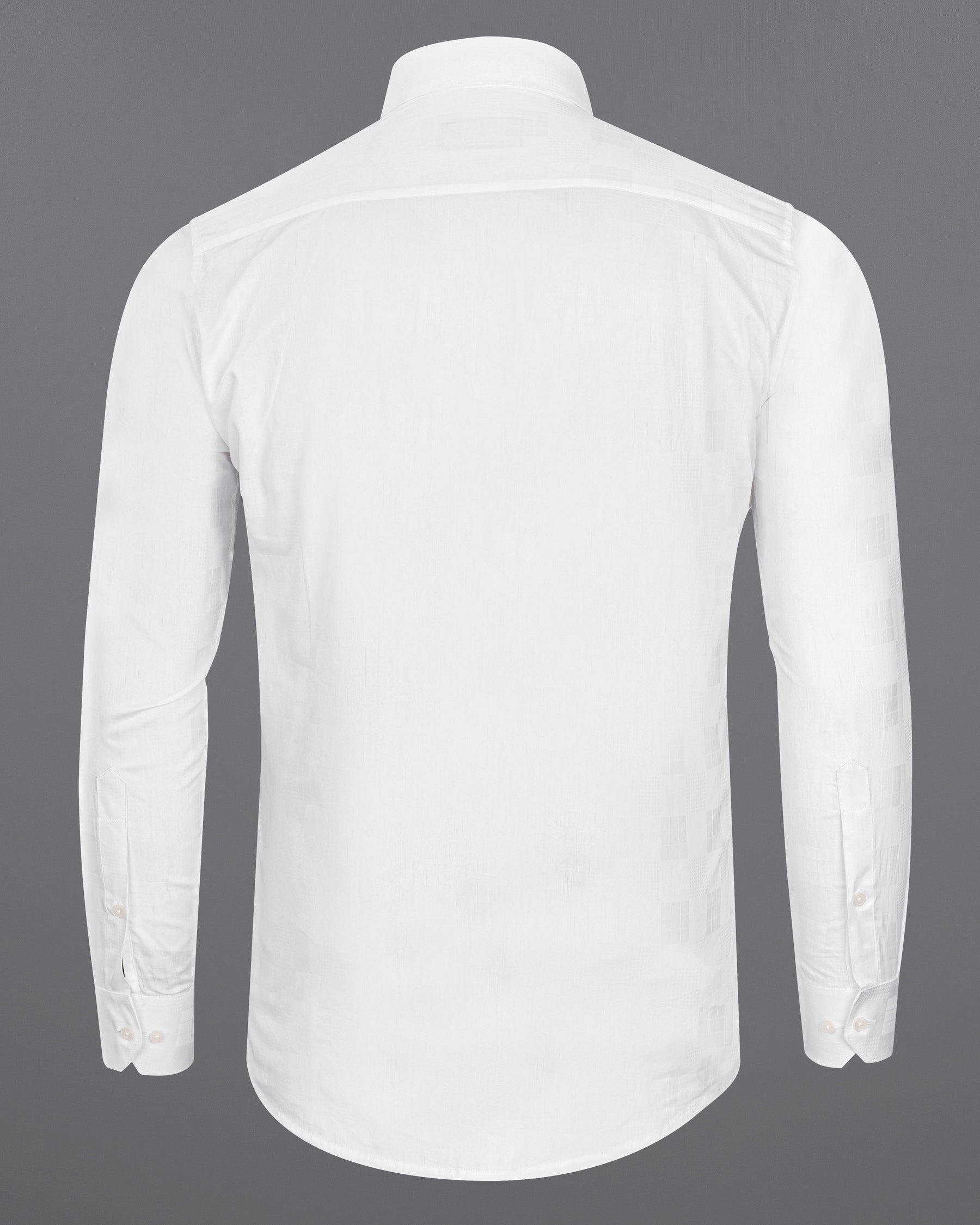 8egreedy long WhiteＴシャツ Bright White Formal Textured Premium Cotton Jacquard Shirt For Men