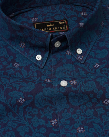 Cyprus Blue with Damask Chambray Textured Premium Cotton Shirt 7759-BD-38, 7759-BD-H-38, 7759-BD-39,7759-BD-H-39, 7759-BD-40, 7759-BD-H-40, 7759-BD-42, 7759-BD-H-42, 7759-BD-44, 7759-BD-H-44, 7759-BD-46, 7759-BD-H-46, 7759-BD-48, 7759-BD-H-48, 7759-BD-50, 7759-BD-H-50, 7759-BD-52, 7759-BD-H-52