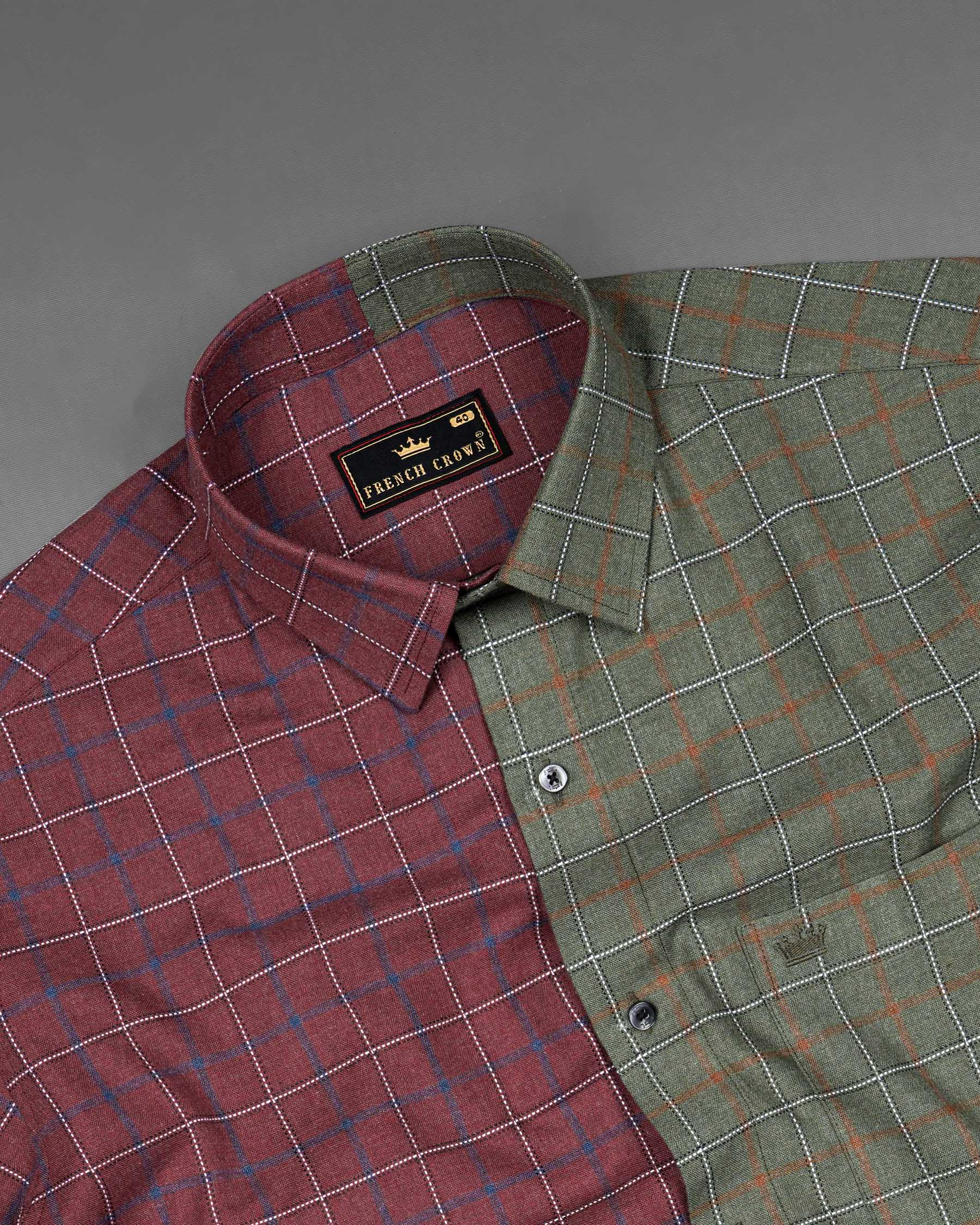 Copper Rust Red and Limed Ash Green Windowpane Dobby Textured Premium Giza Cotton Shirt 7760-BLK-P206-38, 7760-BLK-P206-H-38, 7760-BLK-P206-39,7760-BLK-P206-H-39, 7760-BLK-P206-40, 7760-BLK-P206-H-40, 7760-BLK-P206-42, 7760-BLK-P206-H-42, 7760-BLK-P206-44, 7760-BLK-P206-H-44, 7760-BLK-P206-46, 7760-BLK-P206-H-46, 7760-BLK-P206-48, 7760-BLK-P206-H-48, 7760-BLK-P206-50, 7760-BLK-P206-H-50, 7760-BLK-P206-52, 7760-BLK-P206-H-52