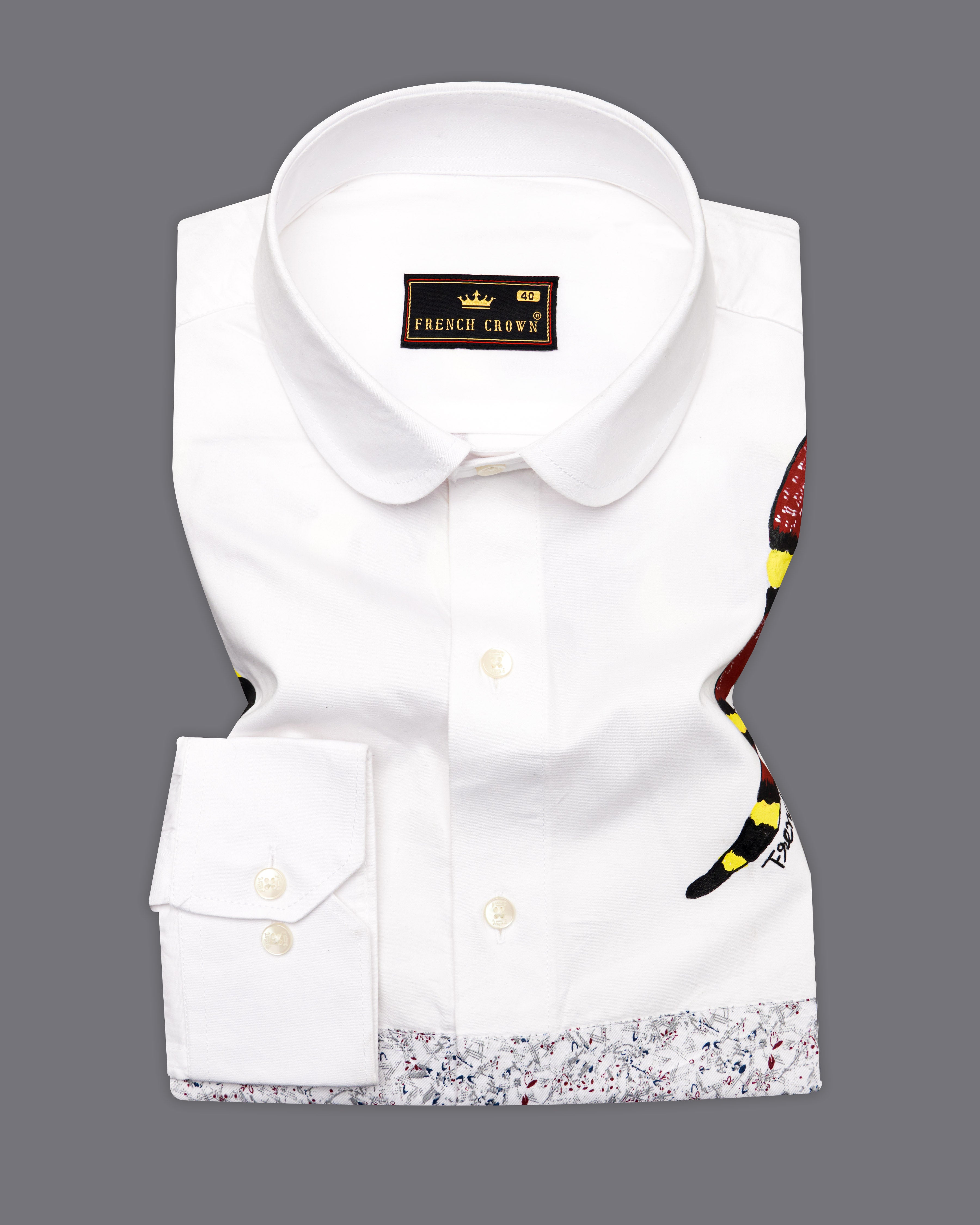 Bright White Hand-Painted Super Soft Premium Cotton Designer Shirt 7769-P127-ART-38, 7769-P127-ART-H-38, 7769-P127-ART-39, 7769-P127-ART-H-39, 7769-P127-ART-40, 7769-P127-ART-H-40, 7769-P127-ART-42, 7769-P127-ART-H-42, 7769-P127-ART-44, 7769-P127-ART-H-44, 7769-P127-ART-46, 7769-P127-ART-H-46, 7769-P127-ART-48, 7769-P127-ART-H-48, 7769-P127-ART-50, 7769-P127-ART-H-50, 7769-P127-ART-52, 7769-P127-ART-H-52