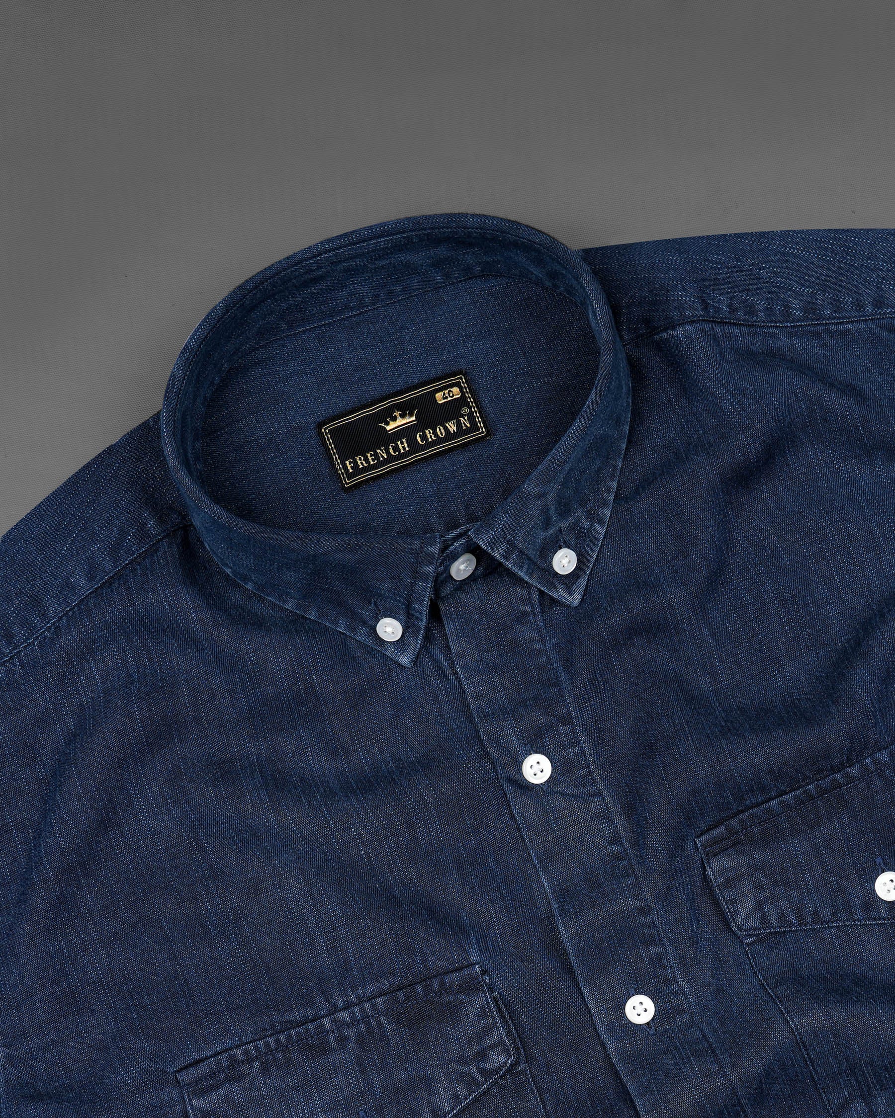 Gunmetal Blue Chambray Textured Premium Cotton Designer Over Shirt 7788-OS-BD-FP-38, 7788-OS-BD-FP-H-38, 7788-OS-BD-FP-39,7788-OS-BD-FP-H-39, 7788-OS-BD-FP-40, 7788-OS-BD-FP-H-40, 7788-OS-BD-FP-42, 7788-OS-BD-FP-H-42, 7788-OS-BD-FP-44, 7788-OS-BD-FP-H-44, 7788-OS-BD-FP-46, 7788-OS-BD-FP-H-46, 7788-OS-BD-FP-48, 7788-OS-BD-FP-H-48, 7788-OS-BD-FP-50, 7788-OS-BD-FP-H-50, 7788-OS-BD-FP-52, 7788-OS-BD-FP-H-52