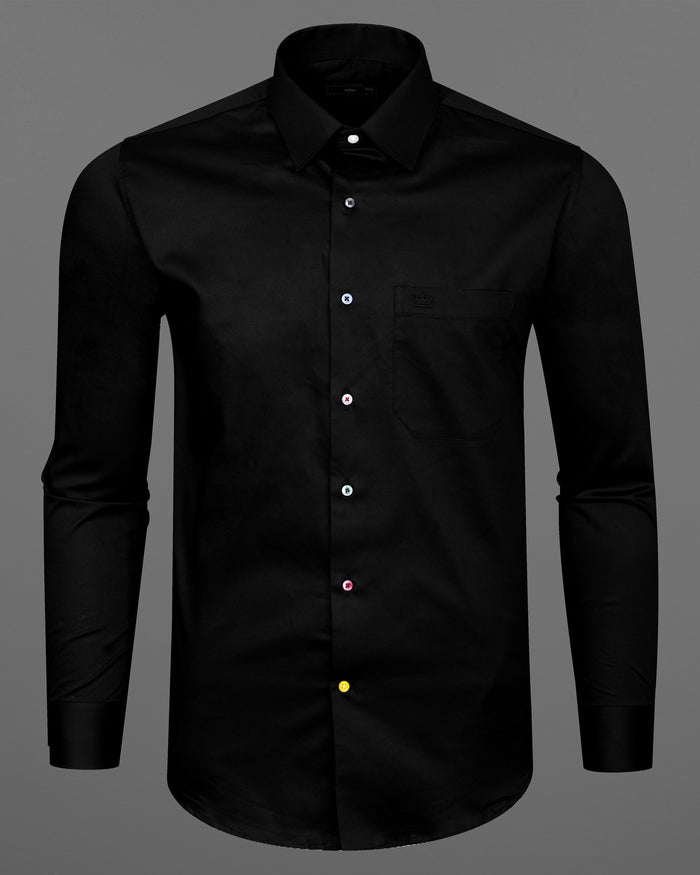 Jade Black colorful buttons Super Soft Premium Cotton Shirt