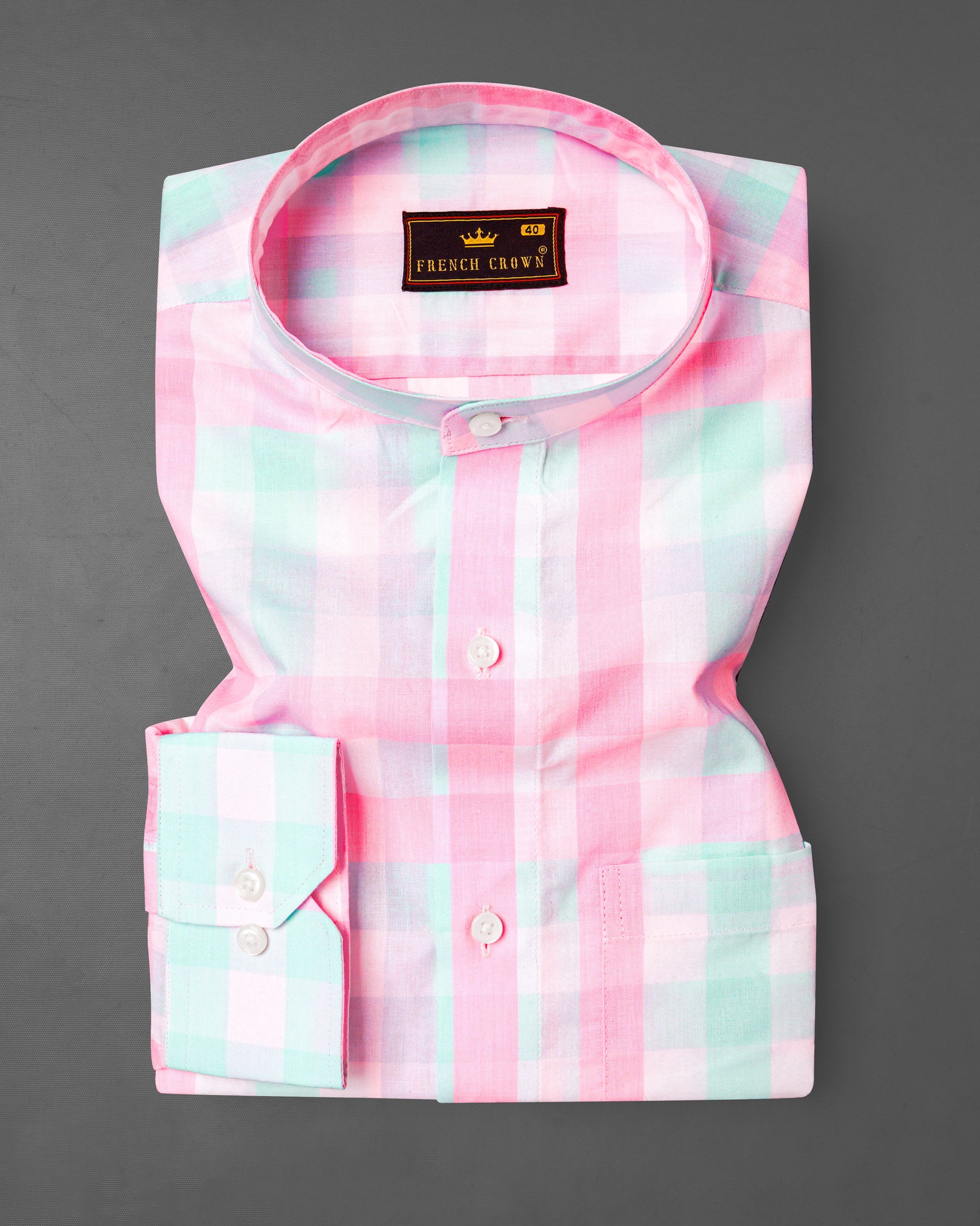 Cherry Blossom Pink and Onahau Sea Blue Plaid Premium Cotton Kurta Shirt 7791-M-38, 7791-M-H-38, 7791-M-39,7791-M-H-39, 7791-M-40, 7791-M-H-40, 7791-M-42, 7791-M-H-42, 7791-M-44, 7791-M-H-44, 7791-M-46, 7791-M-H-46, 7791-M-48, 7791-M-H-48, 7791-M-50, 7791-M-H-50, 7791-M-52, 7791-M-H-52