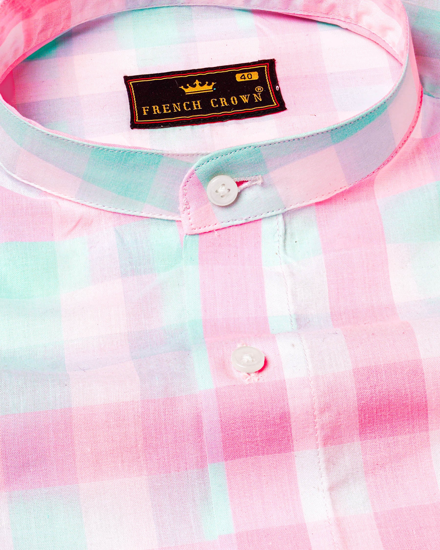 Cherry Blossom Pink and Onahau Sea Blue Plaid Premium Cotton Kurta Shirt 7791-M-38, 7791-M-H-38, 7791-M-39,7791-M-H-39, 7791-M-40, 7791-M-H-40, 7791-M-42, 7791-M-H-42, 7791-M-44, 7791-M-H-44, 7791-M-46, 7791-M-H-46, 7791-M-48, 7791-M-H-48, 7791-M-50, 7791-M-H-50, 7791-M-52, 7791-M-H-52