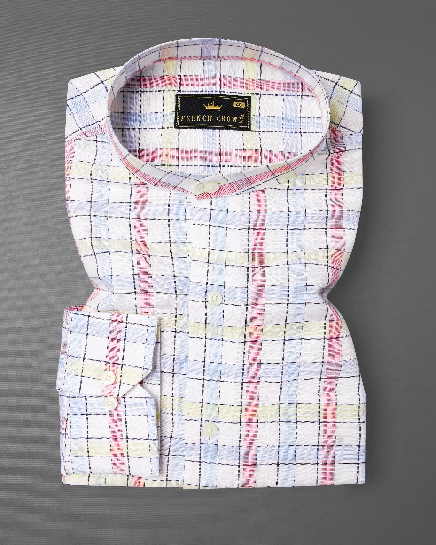 Bright White And Multi Coloured Windowpane Luxurious Linen Shirt 7802-M-38, 7802-M-H-38, 7802-M-39,7802-M-H-39, 7802-M-40, 7802-M-H-40, 7802-M-42, 7802-M-H-42, 7802-M-44, 7802-M-H-44, 7802-M-46, 7802-M-H-46, 7802-M-48, 7802-M-H-48, 7802-M-50, 7802-M-H-50, 7802-M-52, 7802-M-H-52