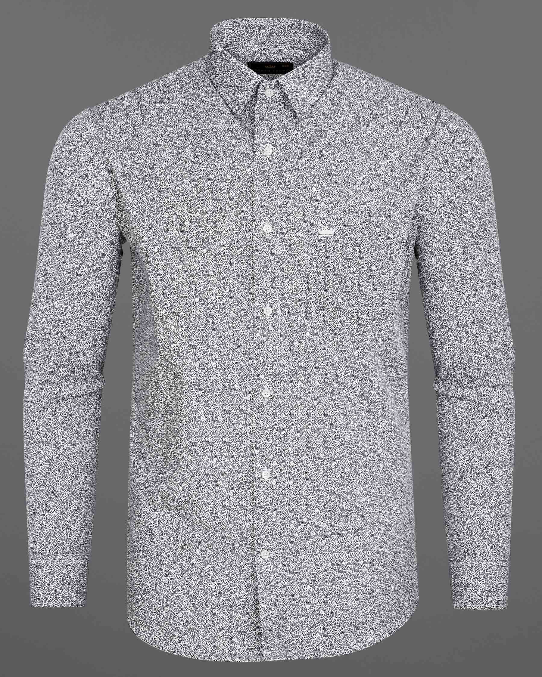 Bright White and Black Ditzy Printed Premium Cotton Shirt 7808-38, 7808-H-38, 7808-39,7808-H-39, 7808-40, 7808-H-40, 7808-42, 7808-H-42, 7808-44, 7808-H-44, 7808-46, 7808-H-46, 7808-48, 7808-H-48, 7808-50, 7808-H-50, 7808-52, 7808-H-52