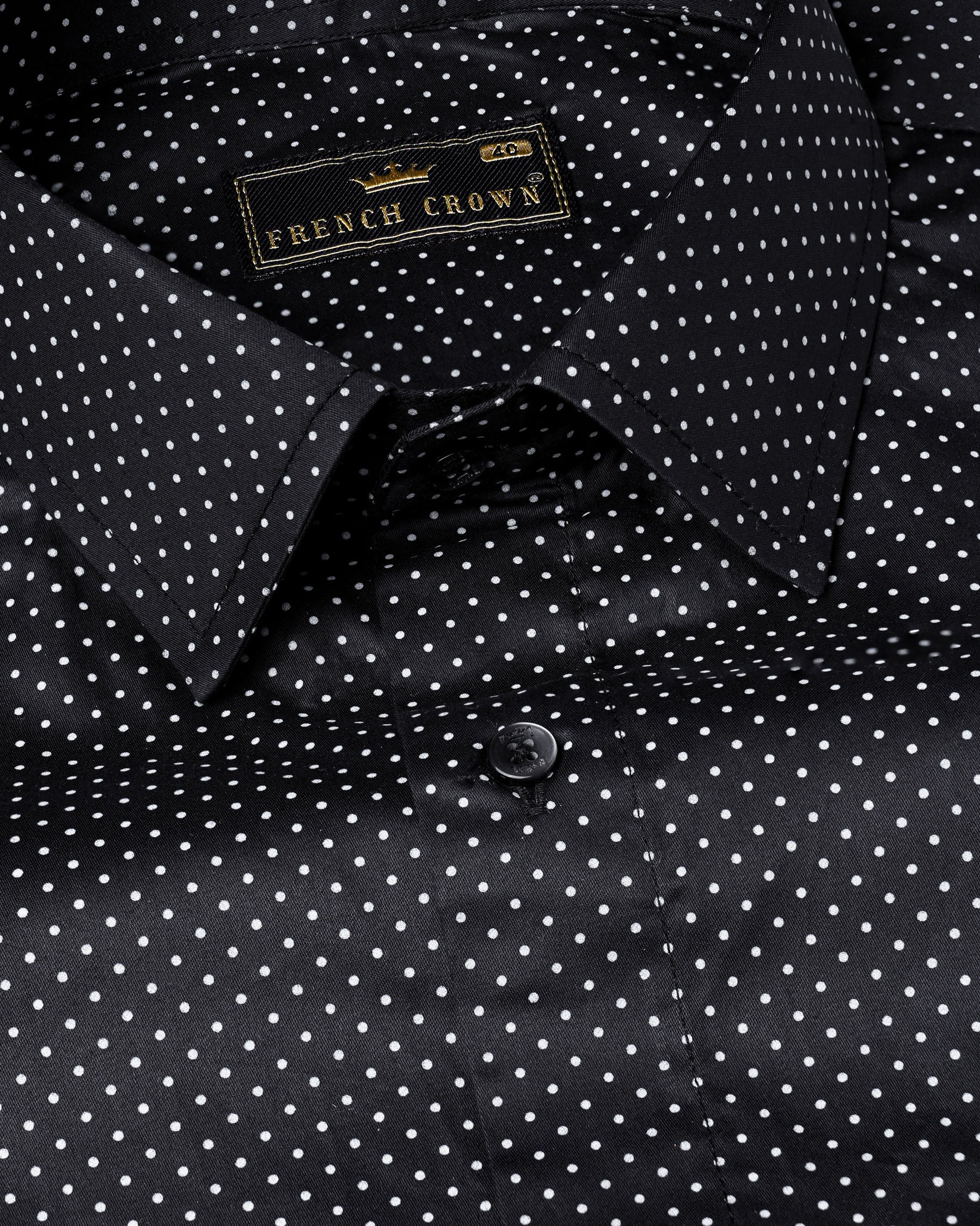 Jade Black Polka Dotted Premium Cotton Shirt 7813-BLK-38, 7813-BLK-H-38, 7813-BLK-39,7813-BLK-H-39, 7813-BLK-40, 7813-BLK-H-40, 7813-BLK-42, 7813-BLK-H-42, 7813-BLK-44, 7813-BLK-H-44, 7813-BLK-46, 7813-BLK-H-46, 7813-BLK-48, 7813-BLK-H-48, 7813-BLK-50, 7813-BLK-H-50, 7813-BLK-52, 7813-BLK-H-52