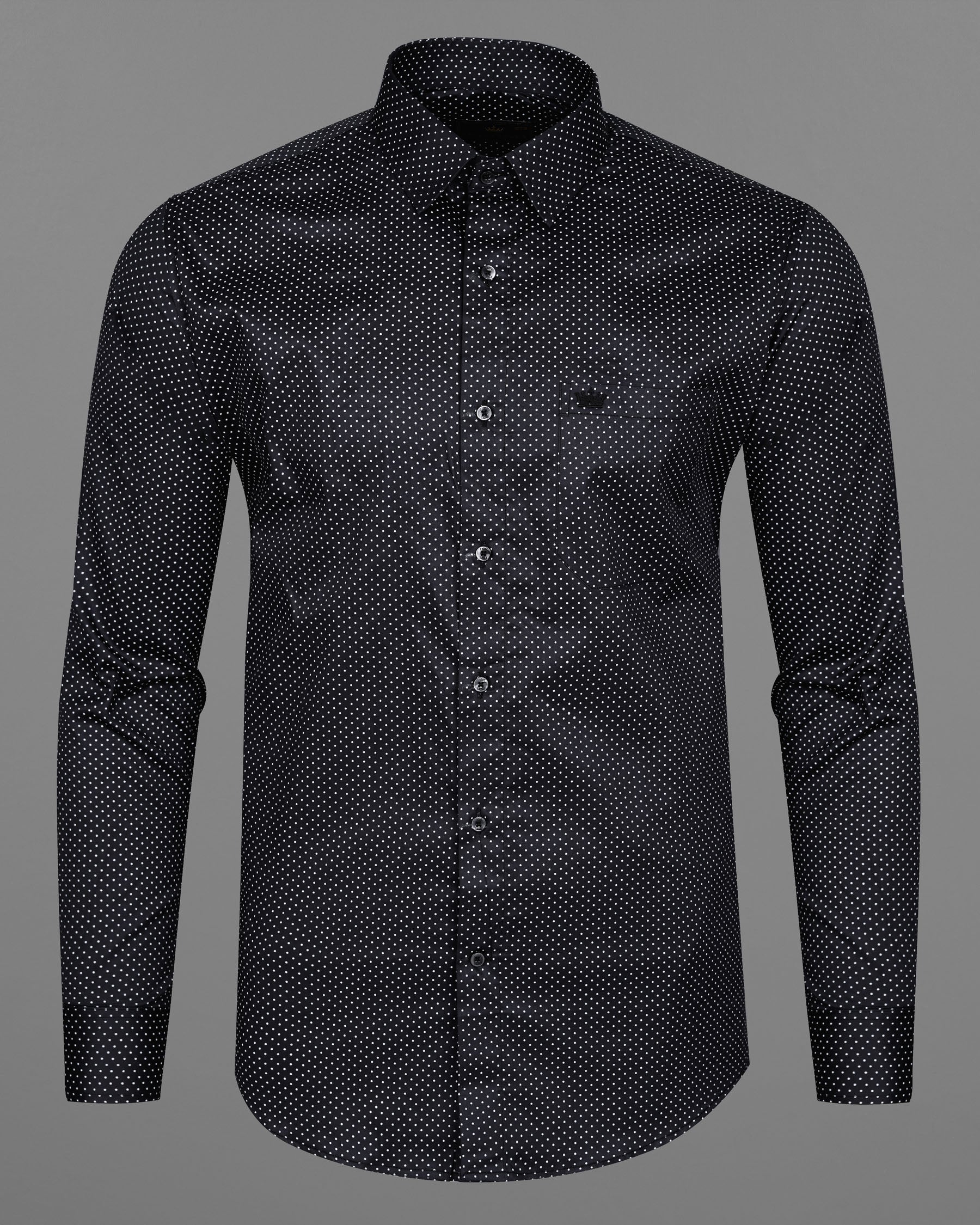 Jade Black Polka Dotted Premium Cotton Shirt 7813-BLK-38, 7813-BLK-H-38, 7813-BLK-39,7813-BLK-H-39, 7813-BLK-40, 7813-BLK-H-40, 7813-BLK-42, 7813-BLK-H-42, 7813-BLK-44, 7813-BLK-H-44, 7813-BLK-46, 7813-BLK-H-46, 7813-BLK-48, 7813-BLK-H-48, 7813-BLK-50, 7813-BLK-H-50, 7813-BLK-52, 7813-BLK-H-52