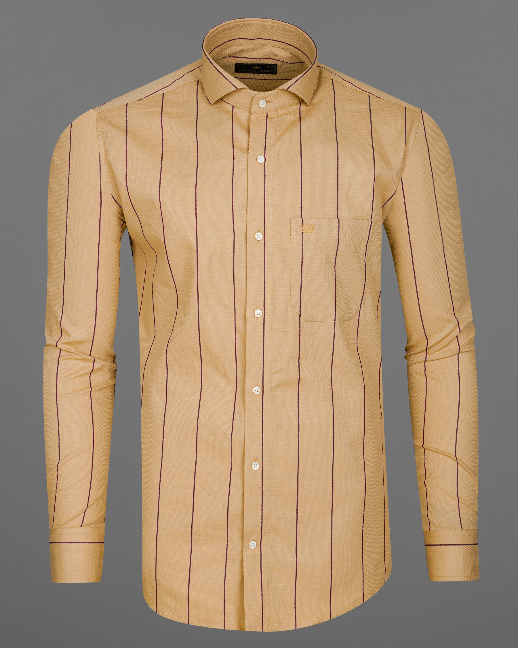 Mongoose Brown And Wine Formal/Casual Stripes Premium Cotton Shirt