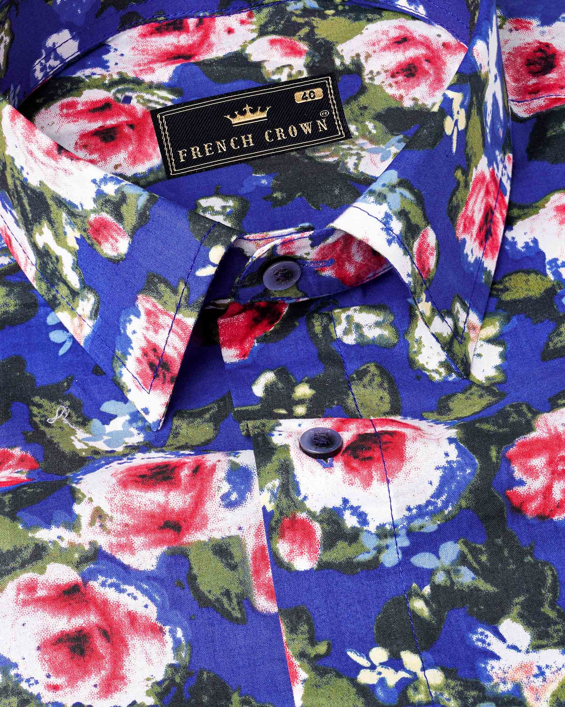 Medium Slate Blue Floral Printed Premium Cotton Shirt 7818-BLE-38, 7818-BLE-H-38, 7818-BLE-39,7818-BLE-H-39, 7818-BLE-40, 7818-BLE-H-40, 7818-BLE-42, 7818-BLE-H-42, 7818-BLE-44, 7818-BLE-H-44, 7818-BLE-46, 7818-BLE-H-46, 7818-BLE-48, 7818-BLE-H-48, 7818-BLE-50, 7818-BLE-H-50, 7818-BLE-52, 7818-BLE-H-52