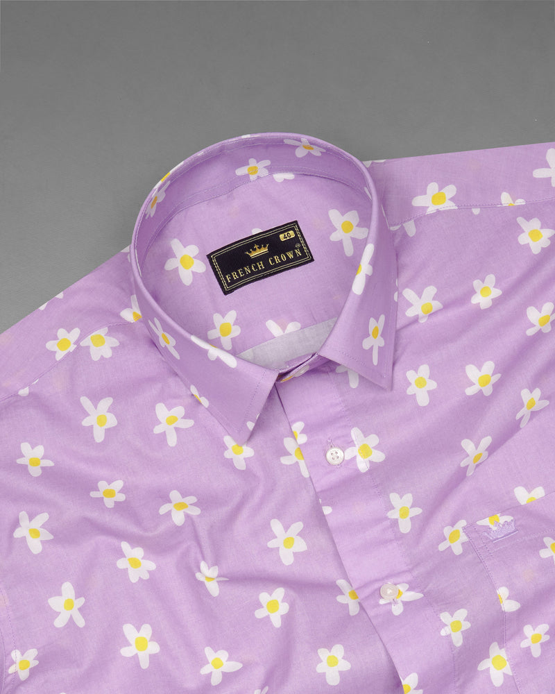 Lilac Lavender with Multi Colored Floral Printed Premium Cotton Shirt 7819-38, 7819-H-38, 7819-39,7819-H-39, 7819-40, 7819-H-40, 7819-42, 7819-H-42, 7819-44, 7819-H-44, 7819-46, 7819-H-46, 7819-48, 7819-H-48, 7819-50, 7819-H-50, 7819-52, 7819-H-52            
