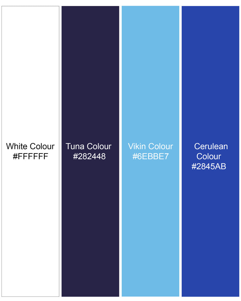 Bright White with Tuna Blue Plaid Premium Cotton Designer Shirt 7825-BLE-P89-38, 7825-BLE-P89-39, 7825-BLE-P89-40, 7825-BLE-P89-42, 7825-BLE-P89-44, 7825-BLE-P89-46, 7825-BLE-P89-48, 7825-BLE-P89-50, 7825-BLE-P89-52