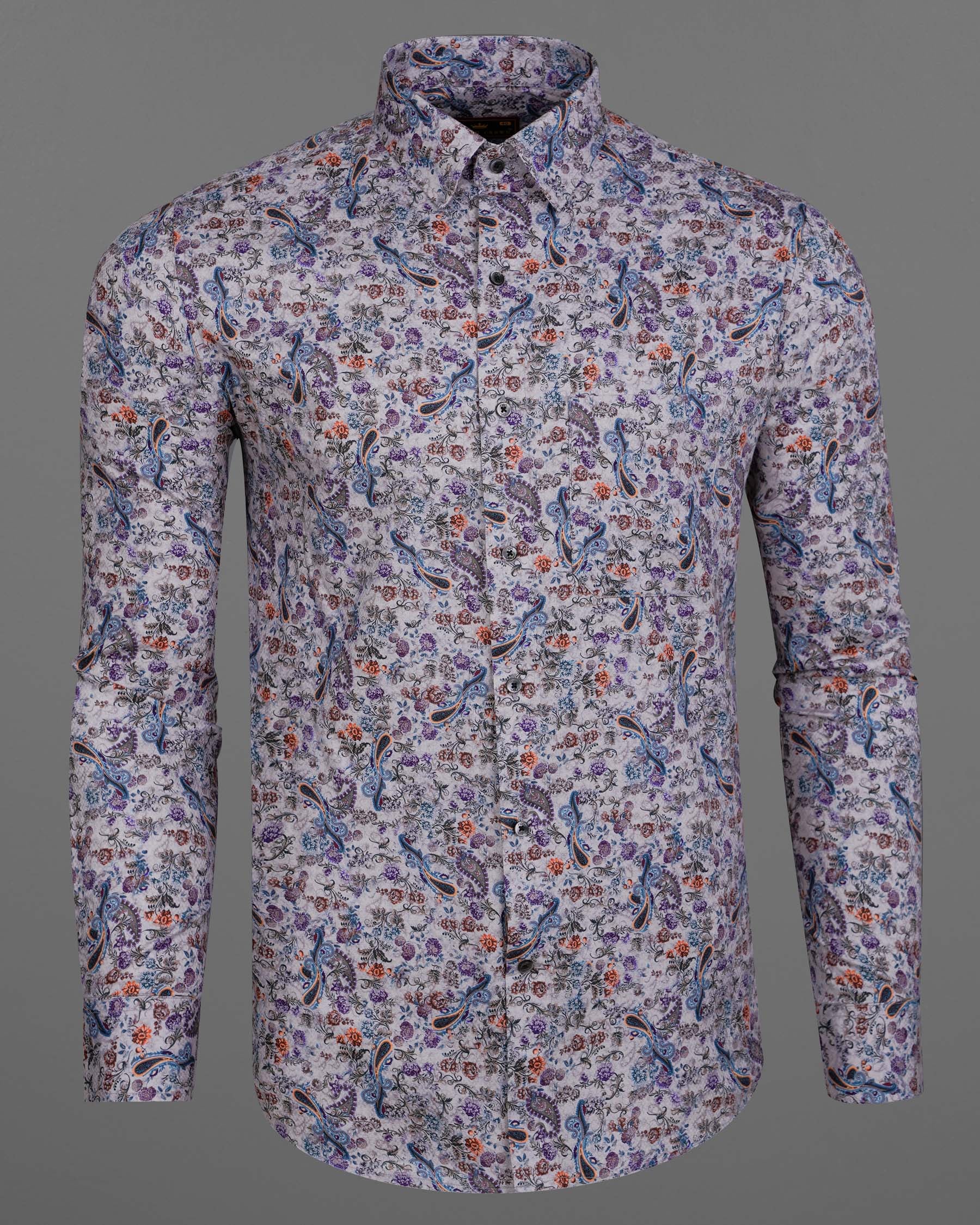 Start Dust Grey Paisley Printed Super Soft Premium Cotton Shirt 7833-BLK-38, 7833-BLK-H-38, 7833-BLK-39,7833-BLK-H-39, 7833-BLK-40, 7833-BLK-H-40, 7833-BLK-42, 7833-BLK-H-42, 7833-BLK-44, 7833-BLK-H-44, 7833-BLK-46, 7833-BLK-H-46, 7833-BLK-48, 7833-BLK-H-48, 7833-BLK-50, 7833-BLK-H-50, 7833-BLK-52, 7833-BLK-H-52