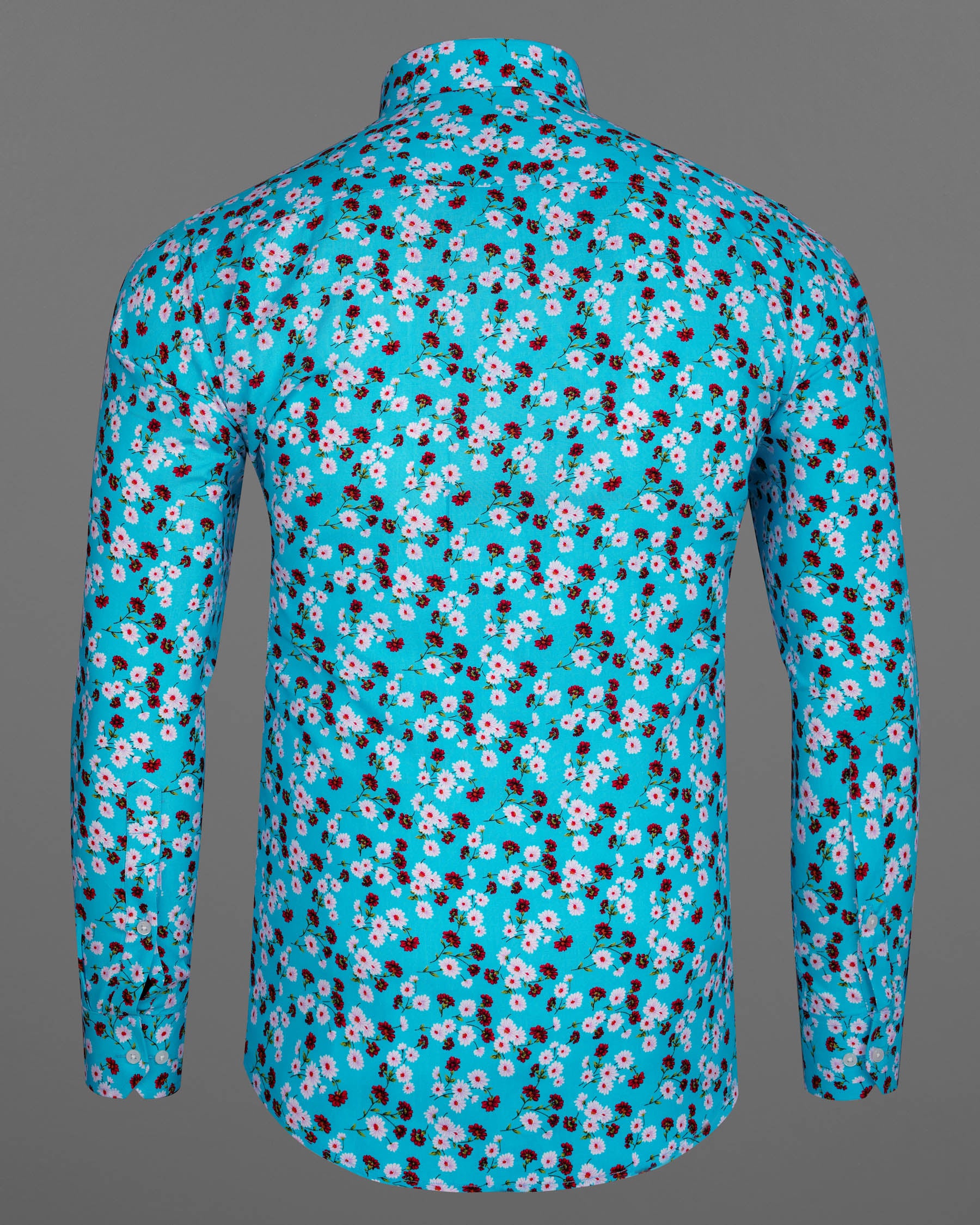 Topaz Blue Ditzy Printed Premium Cotton Shirt 7834-38, 7834-H-38, 7834-39,7834-H-39, 7834-40, 7834-H-40, 7834-42, 7834-H-42, 7834-44, 7834-H-44, 7834-46, 7834-H-46, 7834-48, 7834-H-48, 7834-50, 7834-H-50, 7834-52, 7834-H-52