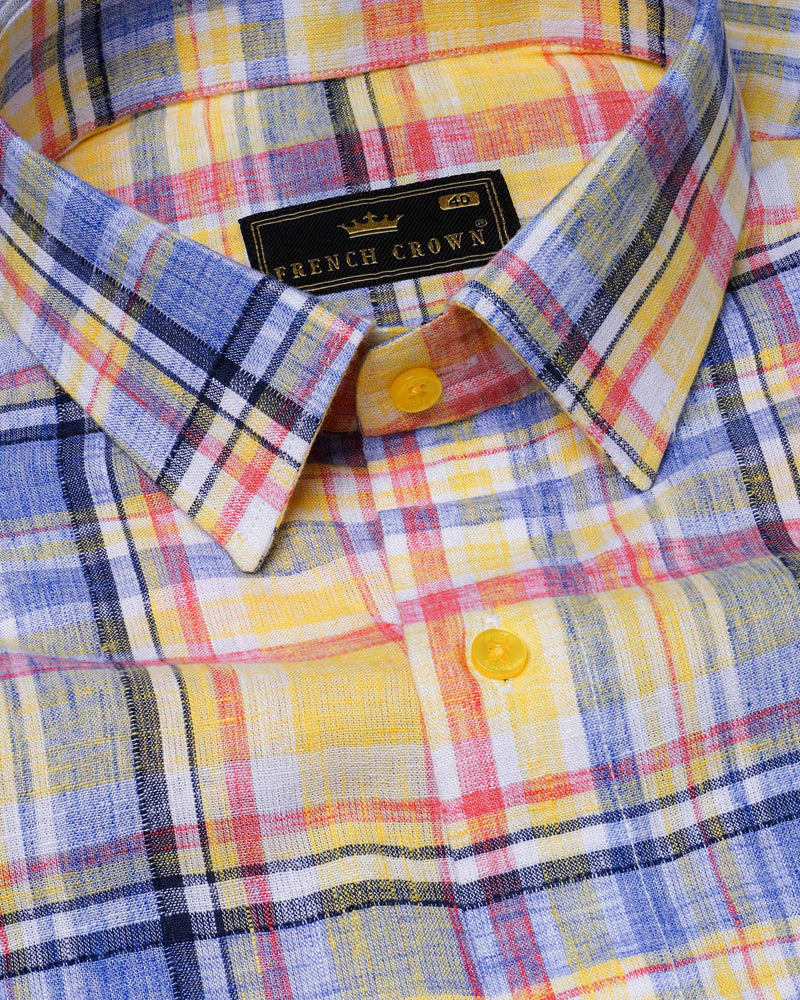 Fall Leaf Yellow and Yonder Blue Plaid Chambray Textured Premium Cotton Shirt 7844-YL-38, 7844-YL-H-38, 7844-YL-39,7844-YL-H-39, 7844-YL-40, 7844-YL-H-40, 7844-YL-42, 7844-YL-H-42, 7844-YL-44, 7844-YL-H-44, 7844-YL-46, 7844-YL-H-46, 7844-YL-48, 7844-YL-H-48, 7844-YL-50, 7844-YL-H-50, 7844-YL-52, 7844-YL-H-52
