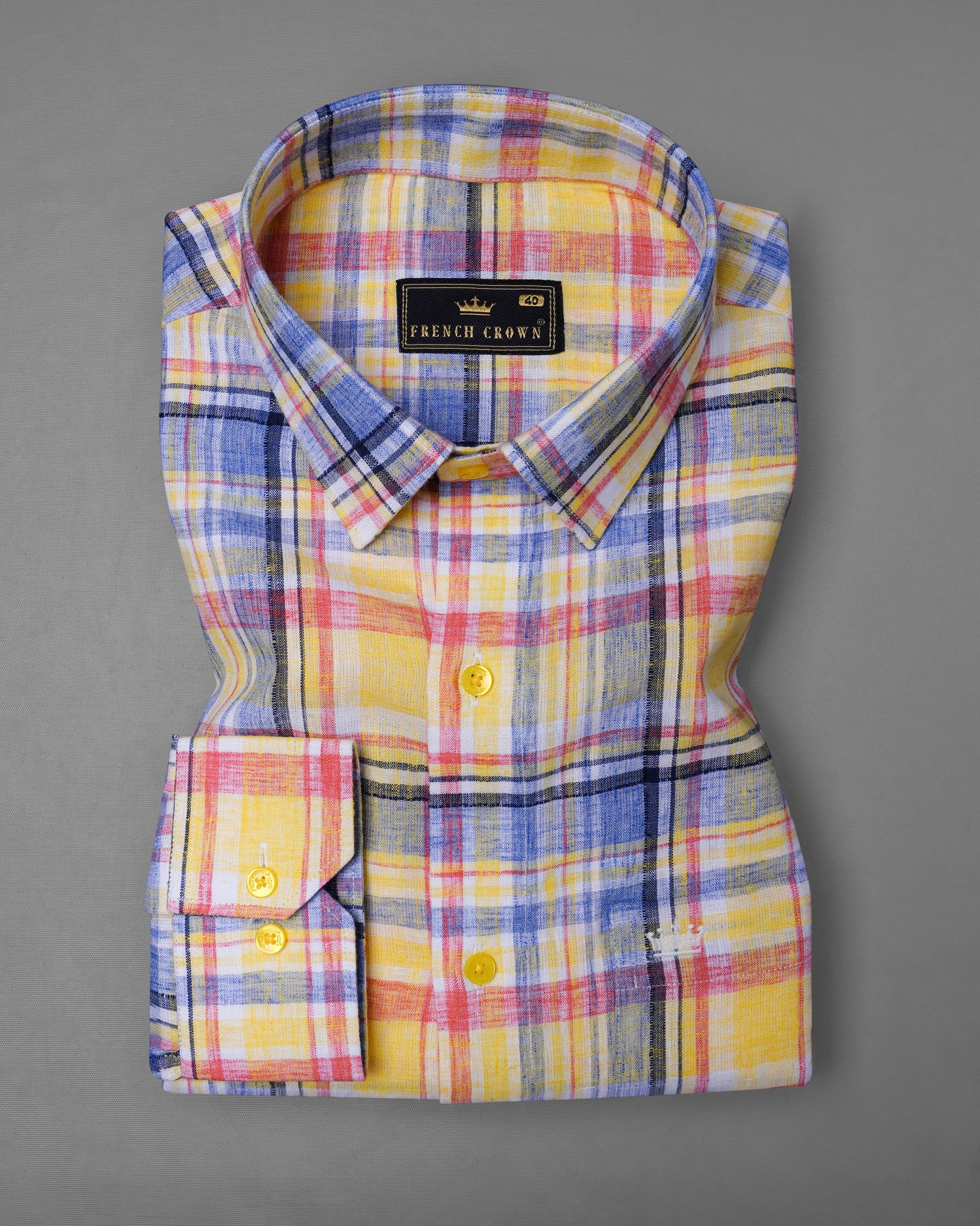 Fall Leaf Yellow and Yonder Blue Plaid Chambray Textured Premium Cotton Shirt 7844-YL-38, 7844-YL-H-38, 7844-YL-39,7844-YL-H-39, 7844-YL-40, 7844-YL-H-40, 7844-YL-42, 7844-YL-H-42, 7844-YL-44, 7844-YL-H-44, 7844-YL-46, 7844-YL-H-46, 7844-YL-48, 7844-YL-H-48, 7844-YL-50, 7844-YL-H-50, 7844-YL-52, 7844-YL-H-52