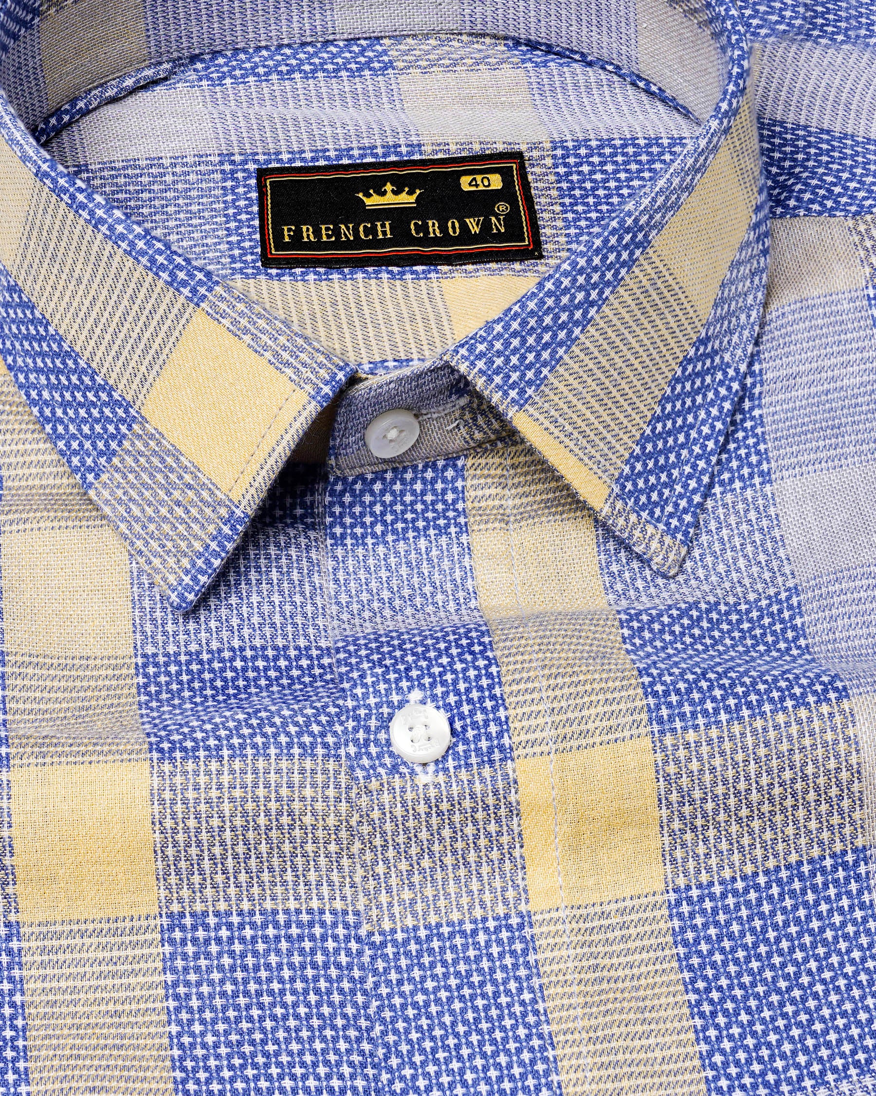 Scampi Blue Plaid Dobby Textured Premium Giza Cotton Designer Shirt 7848-P117-38, 7848-P117-39, 7848-P117-40, 7848-P117-42, 7848-P117-44, 7848-P117-46, 7848-P117-48, 7848-P117-50, 7848-P117-52