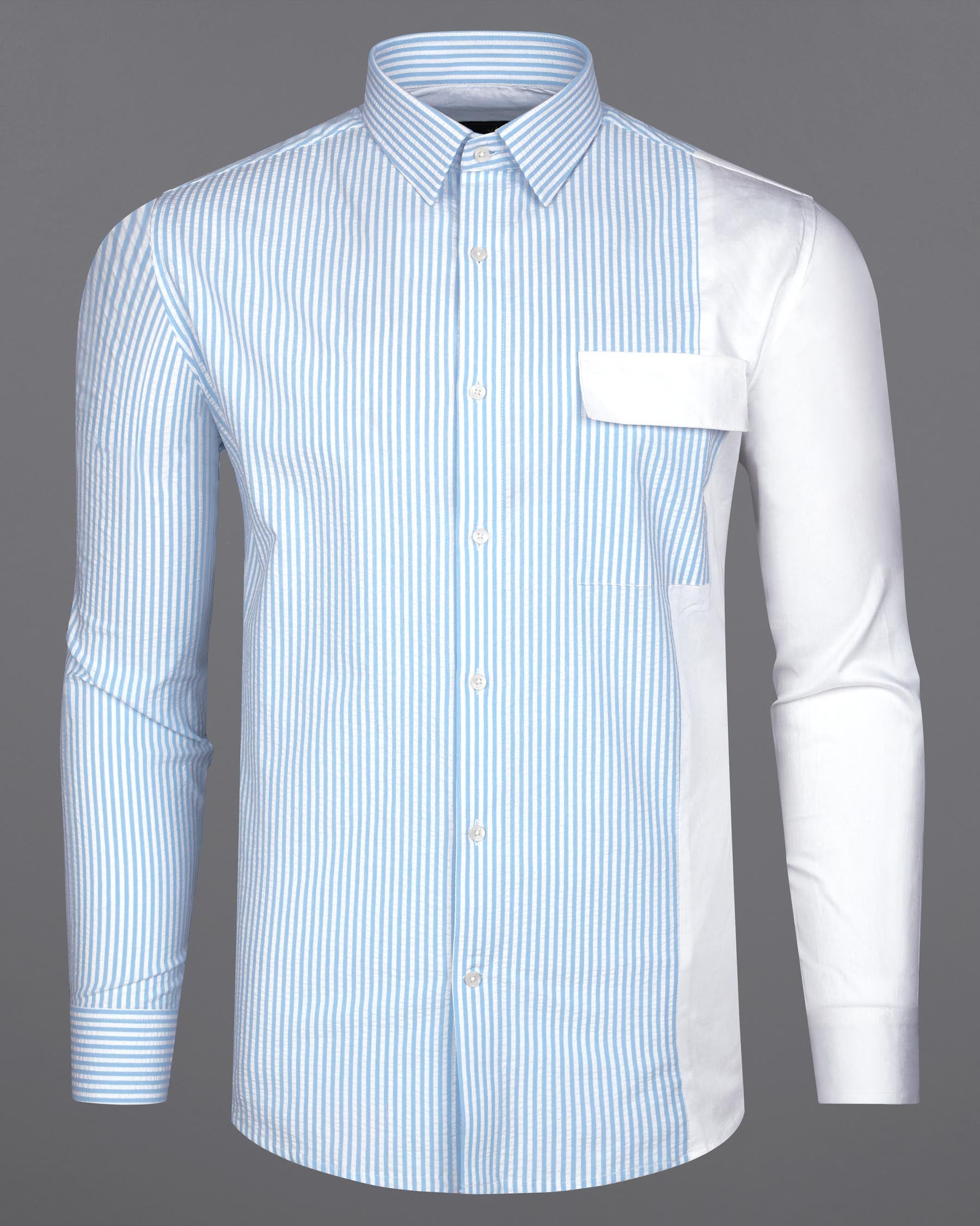 Casper Blue and White Pin Striped Premium Cotton Designer Shirt 7854-P111-38, 7854-P111-39, 7854-P111-40, 7854-P111-42, 7854-P111-44, 7854-P111-46, 7854-P111-48, 7854-P111-50, 7854-P111-52