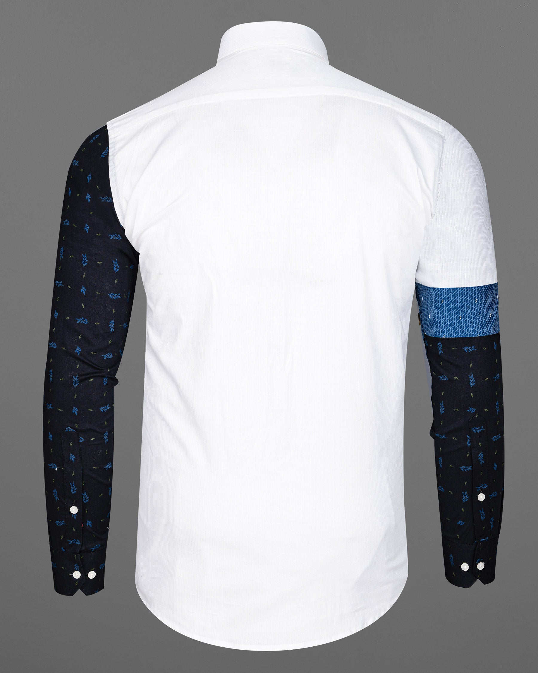 Bright White with Azure Blue and Black Dobby Textured Designer Shirt 7856-P148-38, 7856-P148-39, 7856-P148-40, 7856-P148-42, 7856-P148-44, 7856-P148-46, 7856-P148-48, 7856-P148-50, 7856-P148-52