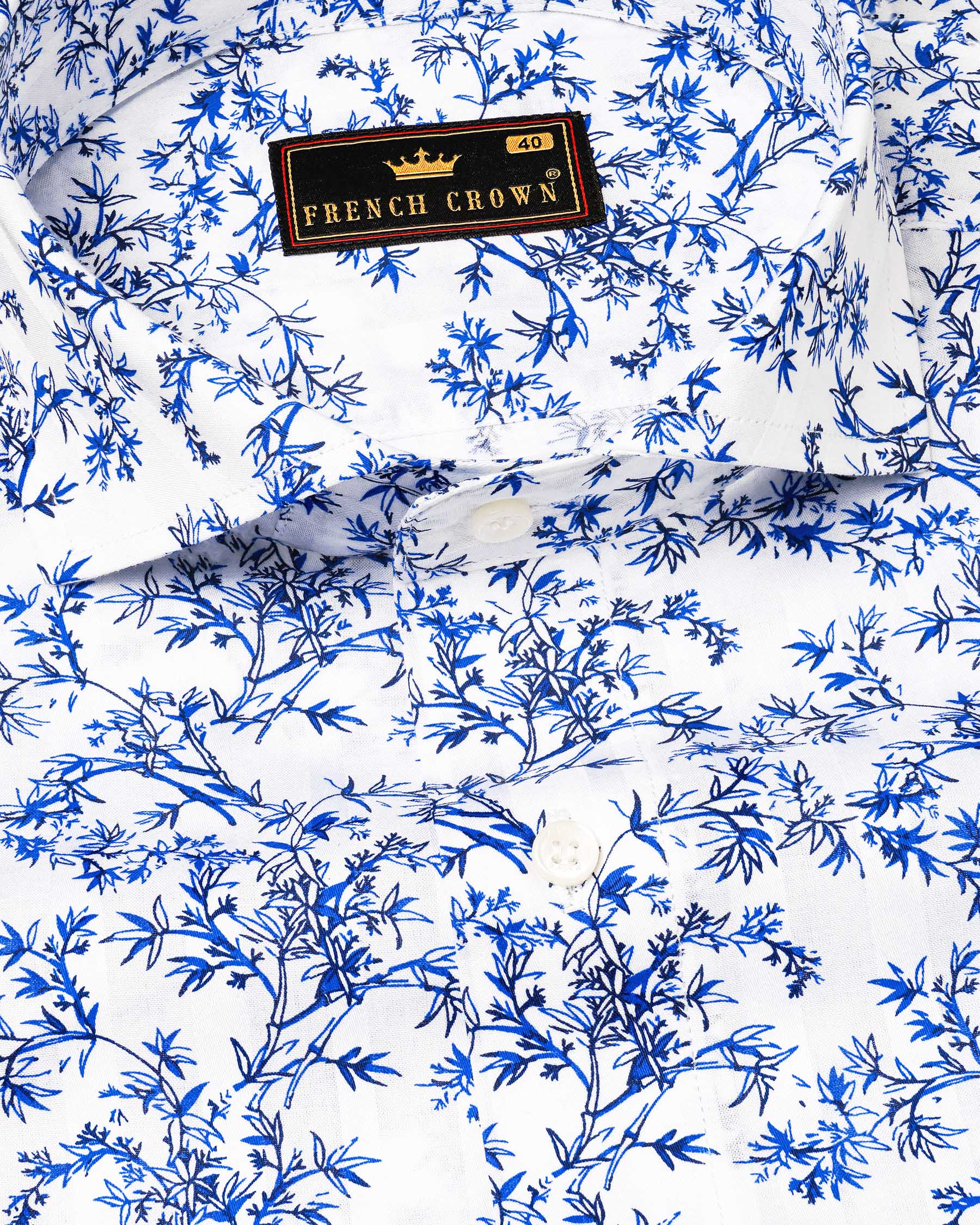 Bright White with Mariner Blue Disty Floral Dobby Textured Premium Giza Cotton Shirt 7878-CA-38, 7878-CA-H-38, 7878-CA-39, 7878-CA-H-39, 7878-CA-40, 7878-CA-H-40, 7878-CA-42, 7878-CA-H-42, 7878-CA-44, 7878-CA-H-44, 7878-CA-46, 7878-CA-H-46, 7878-CA-48, 7878-CA-H-48, 7878-CA-50, 7878-CA-H-50, 7878-CA-52, 7878-CA-H-52