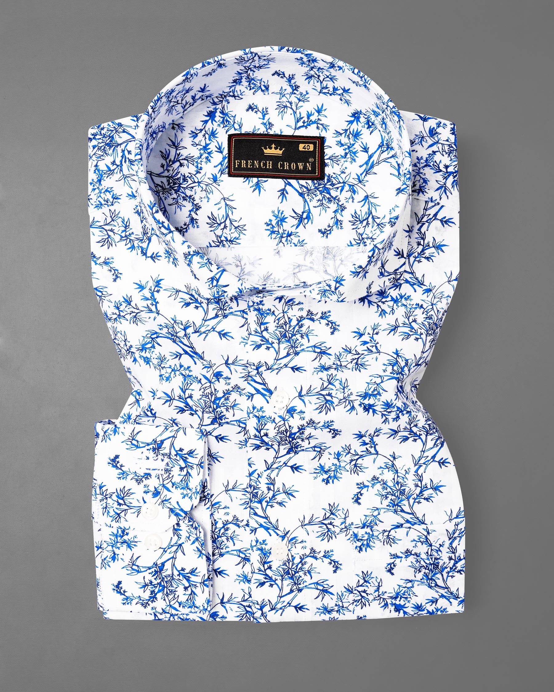 Bright White with Mariner Blue Disty Floral Dobby Textured Premium Giza Cotton Shirt 7878-CA-38, 7878-CA-H-38, 7878-CA-39, 7878-CA-H-39, 7878-CA-40, 7878-CA-H-40, 7878-CA-42, 7878-CA-H-42, 7878-CA-44, 7878-CA-H-44, 7878-CA-46, 7878-CA-H-46, 7878-CA-48, 7878-CA-H-48, 7878-CA-50, 7878-CA-H-50, 7878-CA-52, 7878-CA-H-52