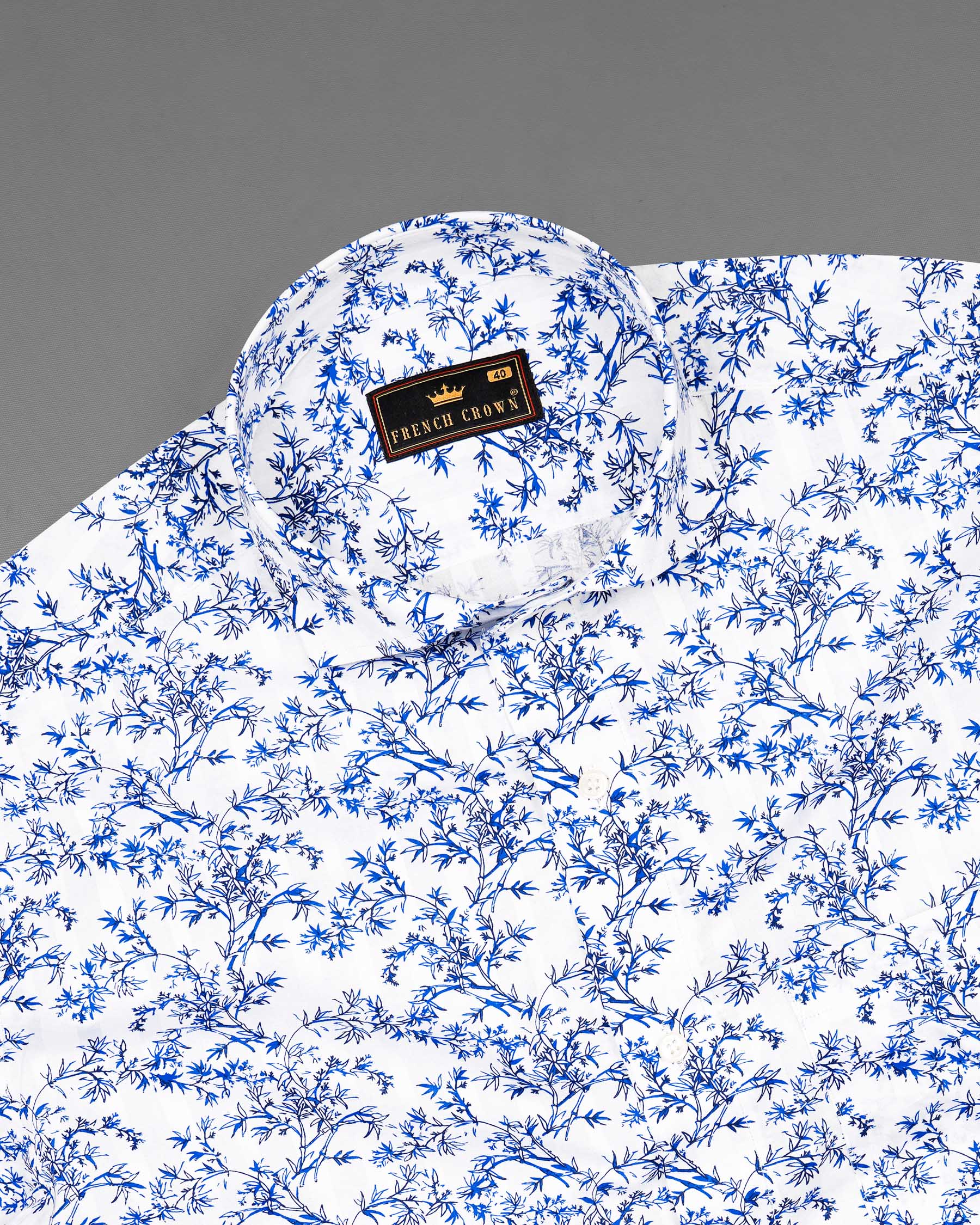 Bright White with Mariner Blue Disty Floral Dobby Textured Premium Giza Cotton Shirt 7878-CA-38, 7878-CA-H-38, 7878-CA-39, 7878-CA-H-39, 7878-CA-40, 7878-CA-H-40, 7878-CA-42, 7878-CA-H-42, 7878-CA-44, 7878-CA-H-44, 7878-CA-46, 7878-CA-H-46, 7878-CA-48, 7878-CA-H-48, 7878-CA-50, 7878-CA-H-50, 7878-CA-52, 7878-CA-H-52