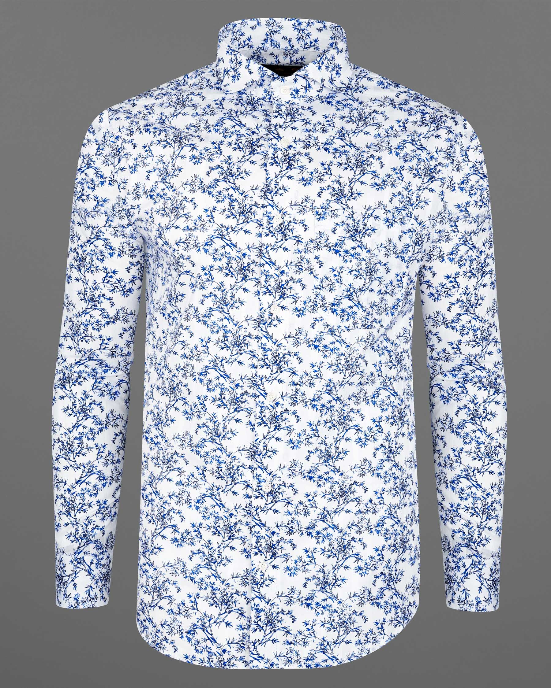 Bright White with Mariner Blue Disty Floral Dobby Textured Premium Giza Cotton Shirt 7878-CA-38, 7878-CA-H-38, 7878-CA-39, 7878-CA-H-39, 7878-CA-40, 7878-CA-H-40, 7878-CA-42, 7878-CA-H-42, 7878-CA-44, 7878-CA-H-44, 7878-CA-46, 7878-CA-H-46, 7878-CA-48, 7878-CA-H-48, 7878-CA-50, 7878-CA-H-50, 7878-CA-52, 7878-CA-H-52